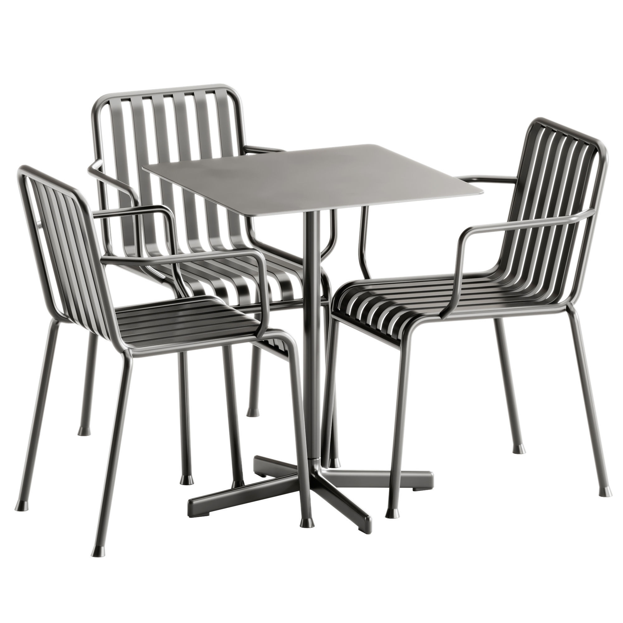 Neu Square Table and Palissade Armchair by Hay 3D model_1