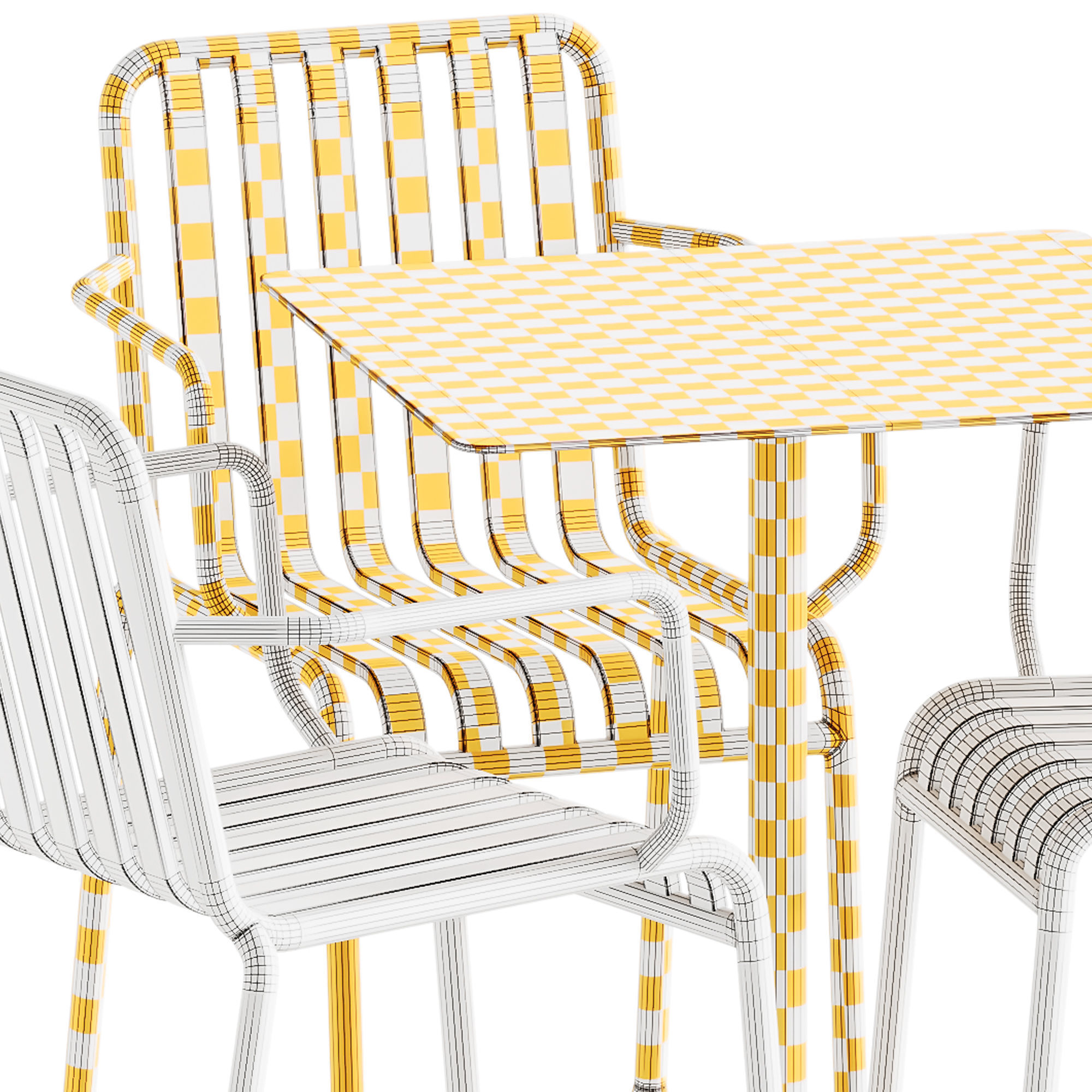 Neu Square Table and Palissade Armchair by Hay 3D model_7