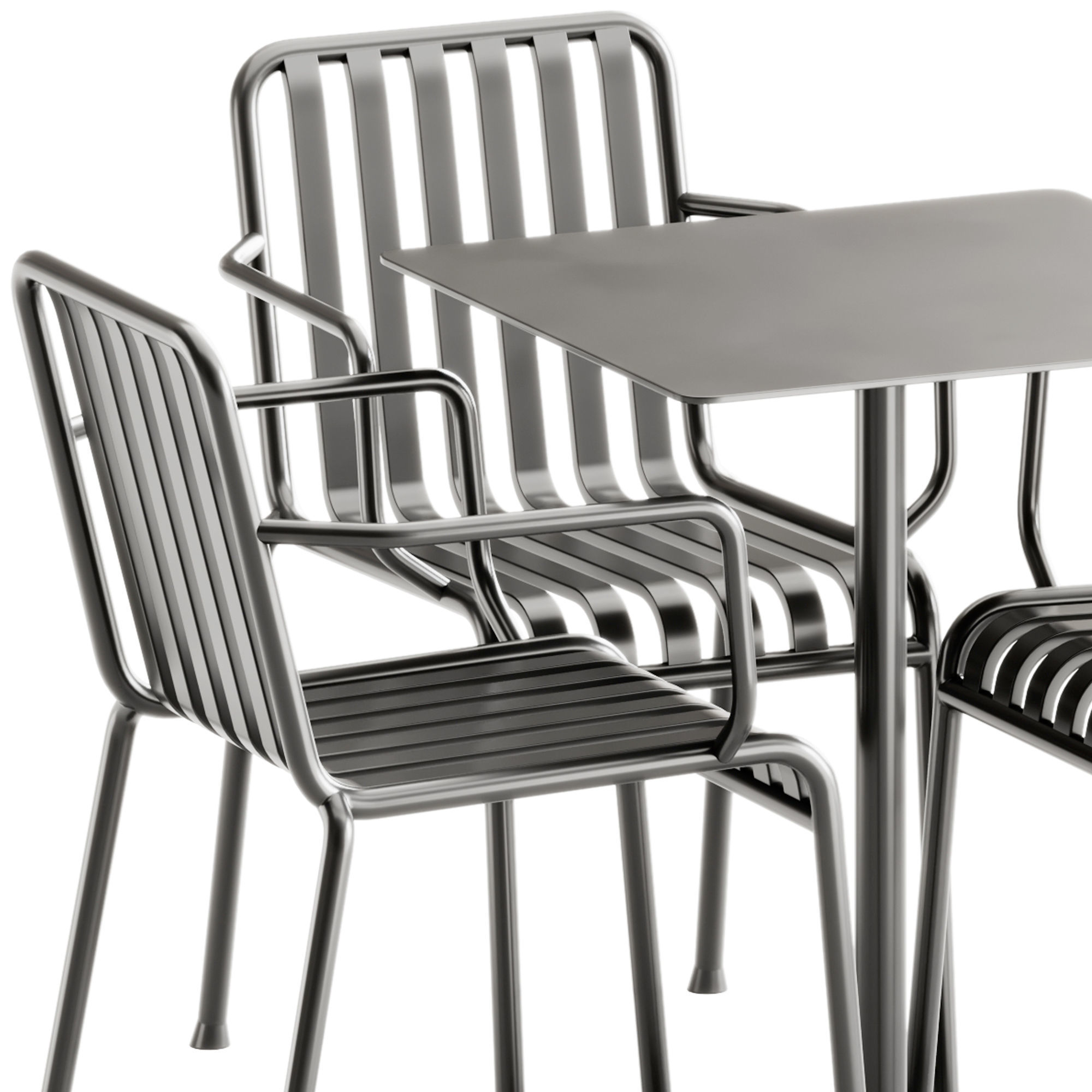 Neu Square Table and Palissade Armchair by Hay 3D model_3