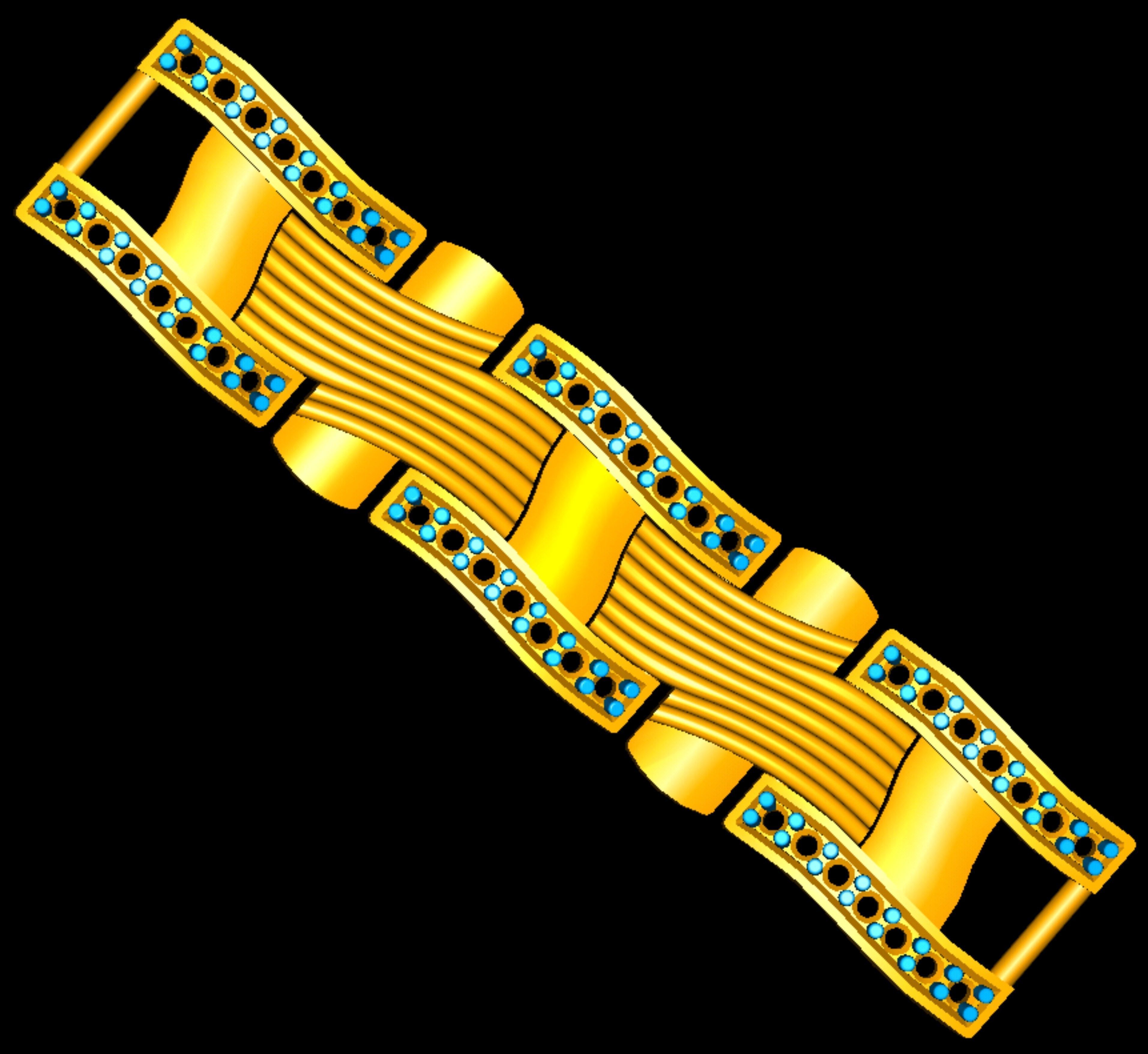 H Chain style Heavy Unisex Diamond Bracelet 3dm 1-render 3D print model_6