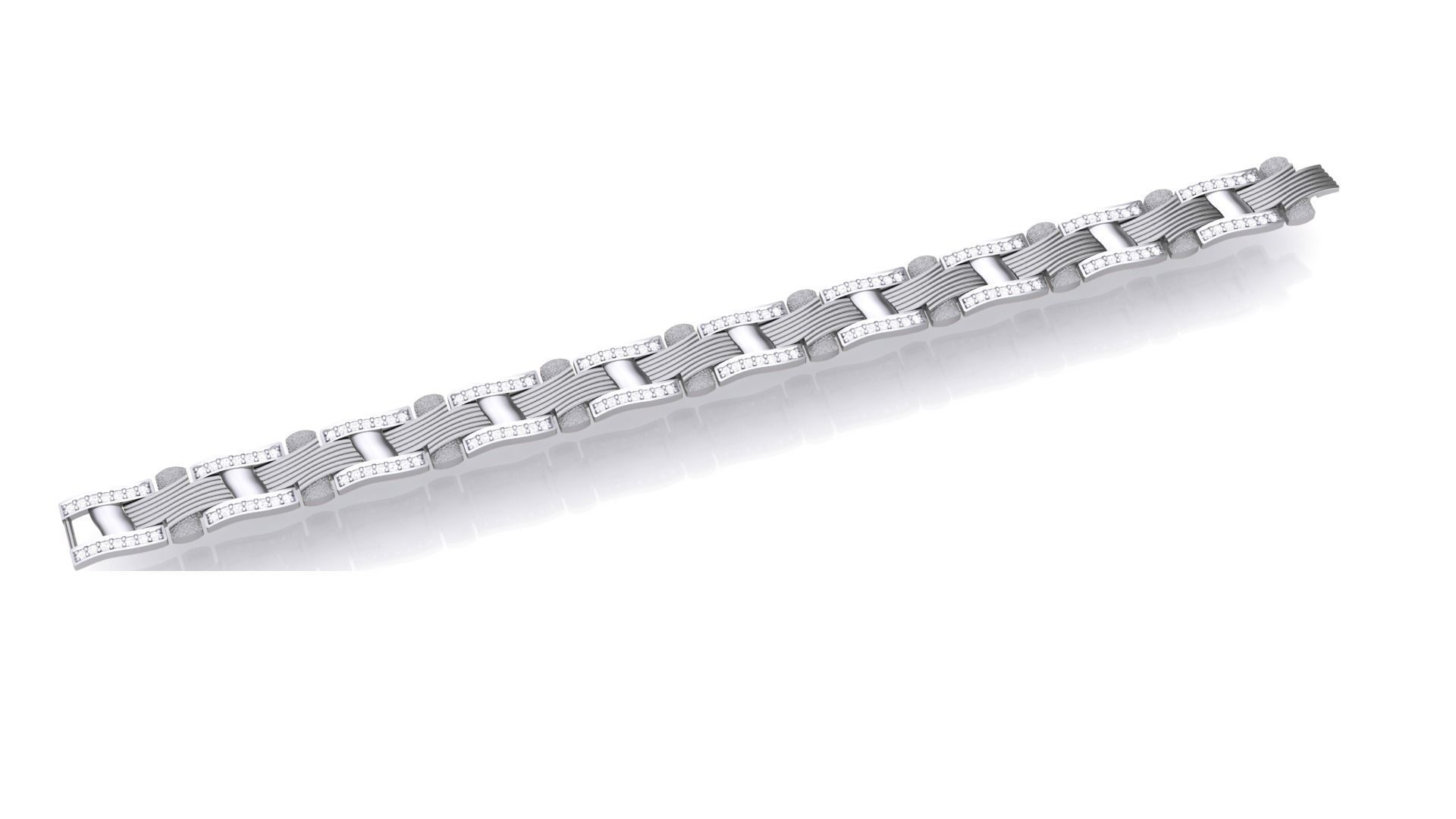 H Chain style Heavy Unisex Diamond Bracelet 3dm 1-render 3D print model_4