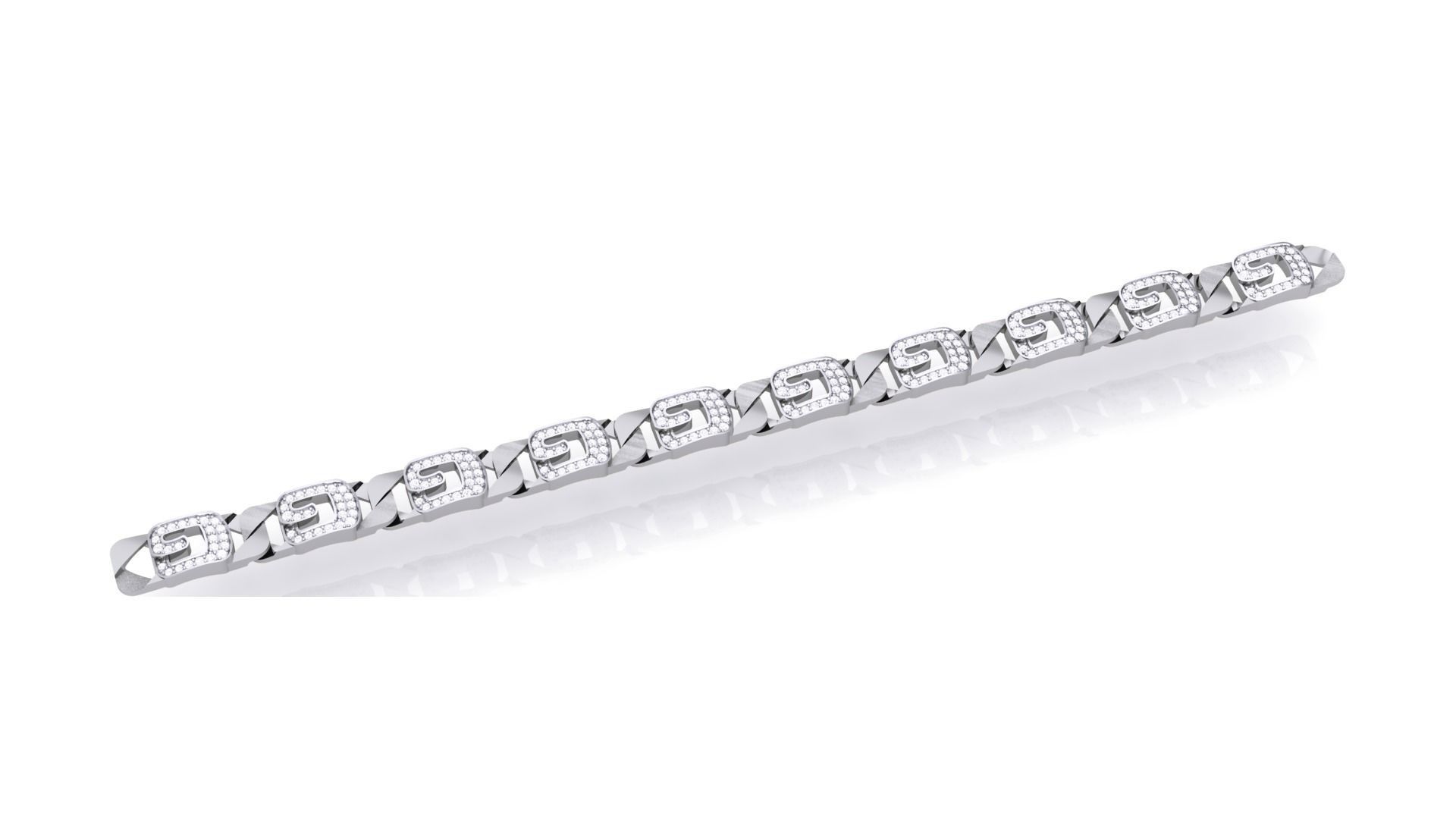 G Chain style Heavy Unisex Diamond Bracelet 3dm 1-render 3D print model_3