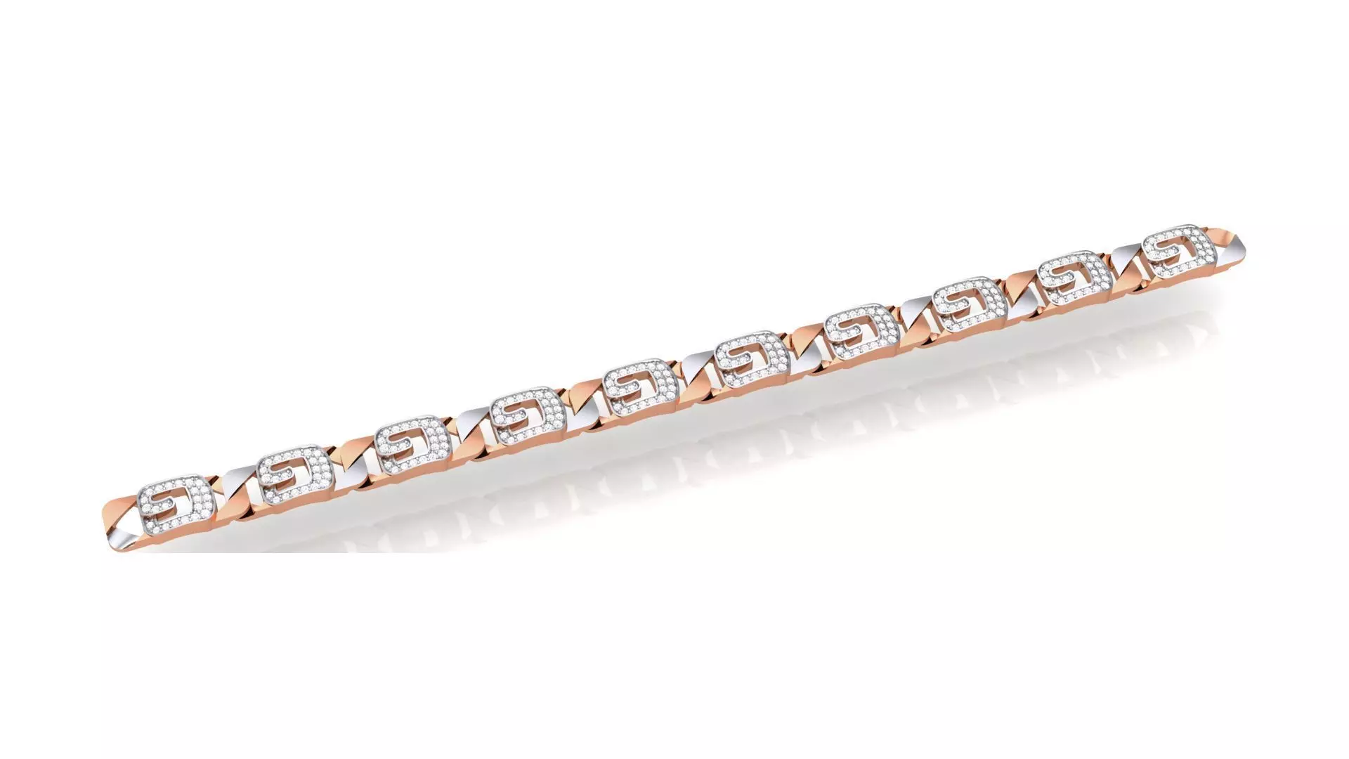 G Chain style Heavy Unisex Diamond Bracelet 3dm 1-render 3D print model_0