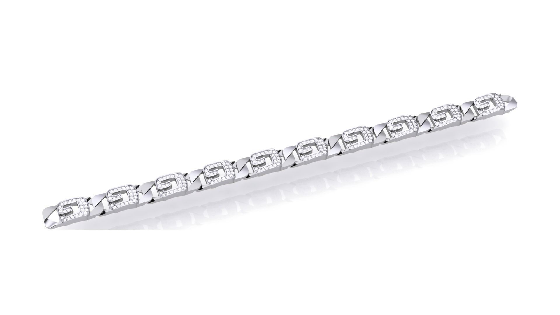 G Chain style Heavy Unisex Diamond Bracelet 3dm 1-render 3D print model_2