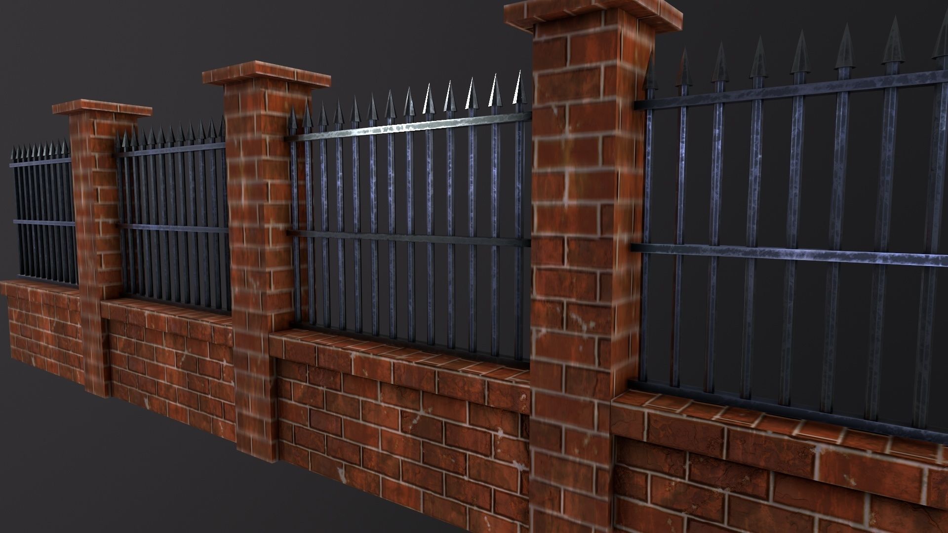 PBR Modular Fence 3D Model Low-poly 3D model_3