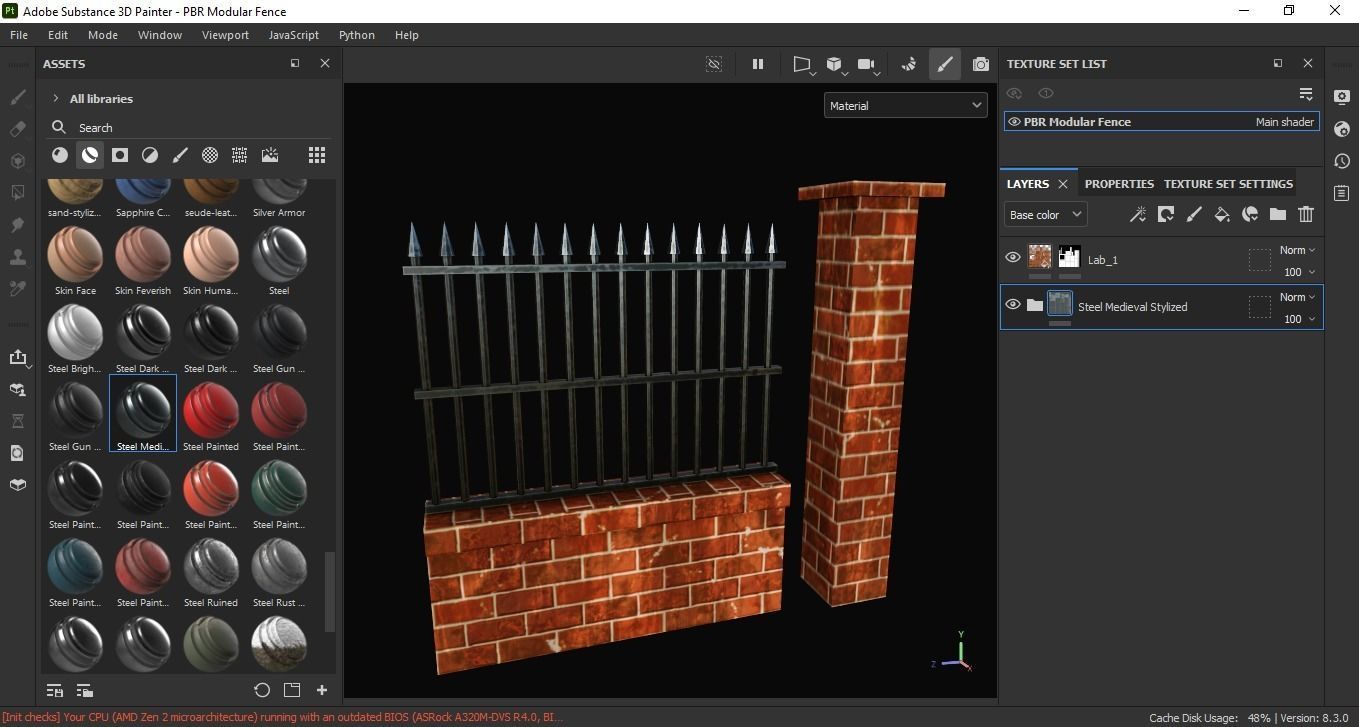 PBR Modular Fence 3D Model Low-poly 3D model_6