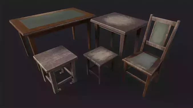 Old stools and tables