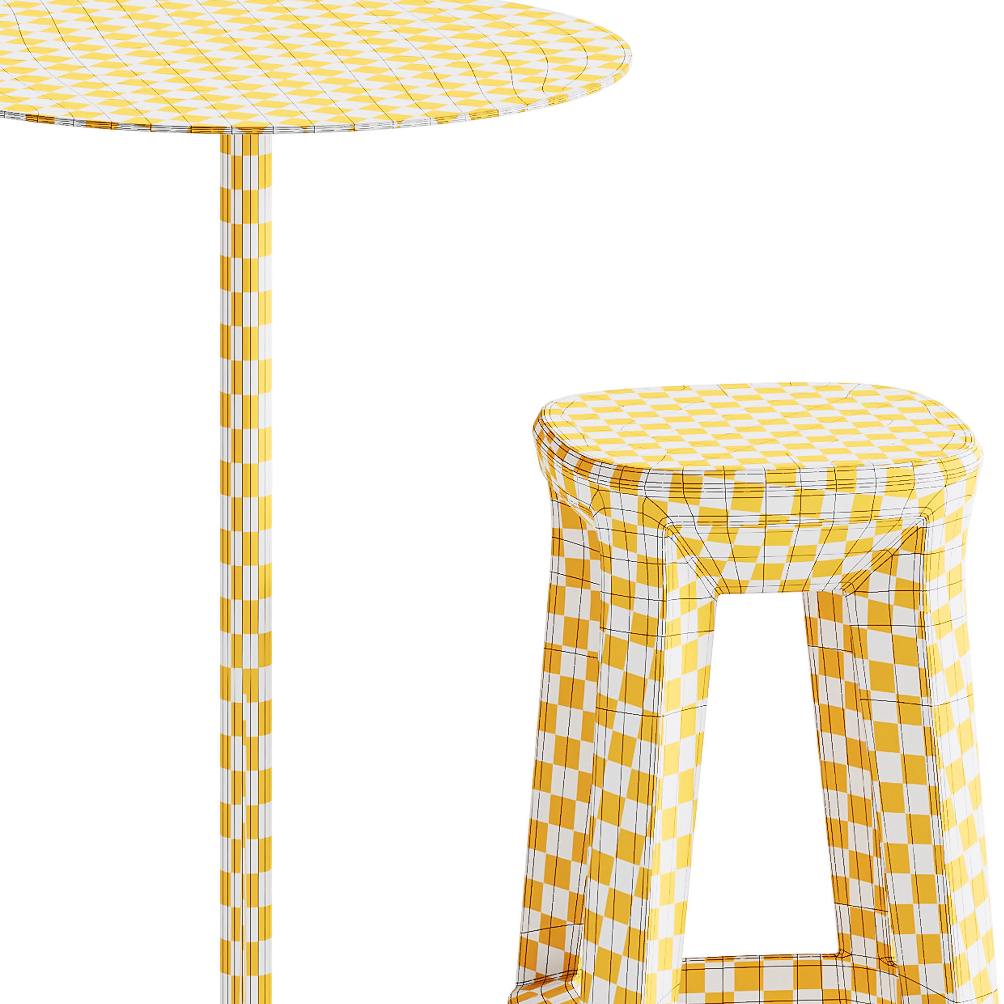 Neu Round Table High by Hay and Frozen Square Stool by Plust 3D model_5