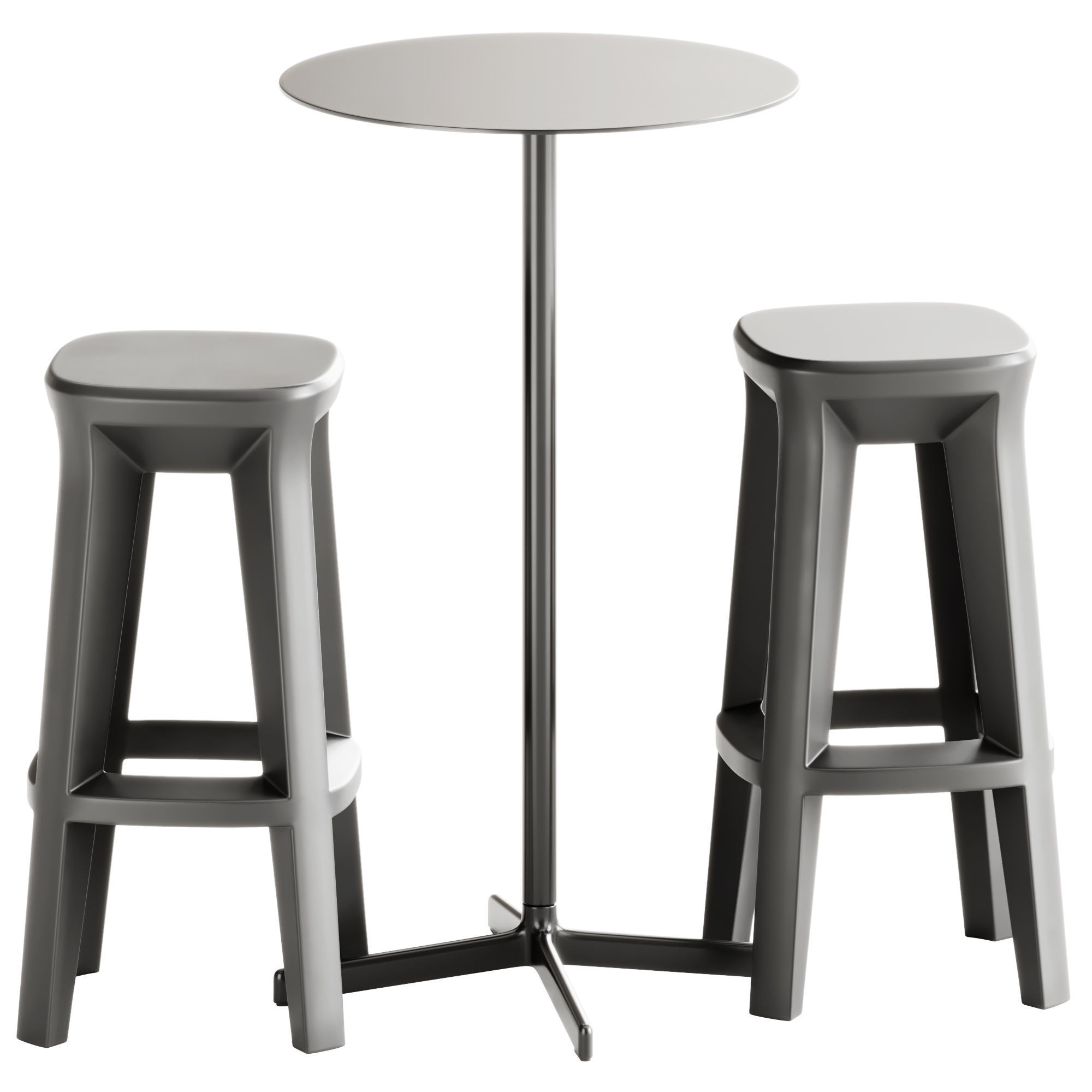 Neu Round Table High by Hay and Frozen Square Stool by Plust 3D model_1