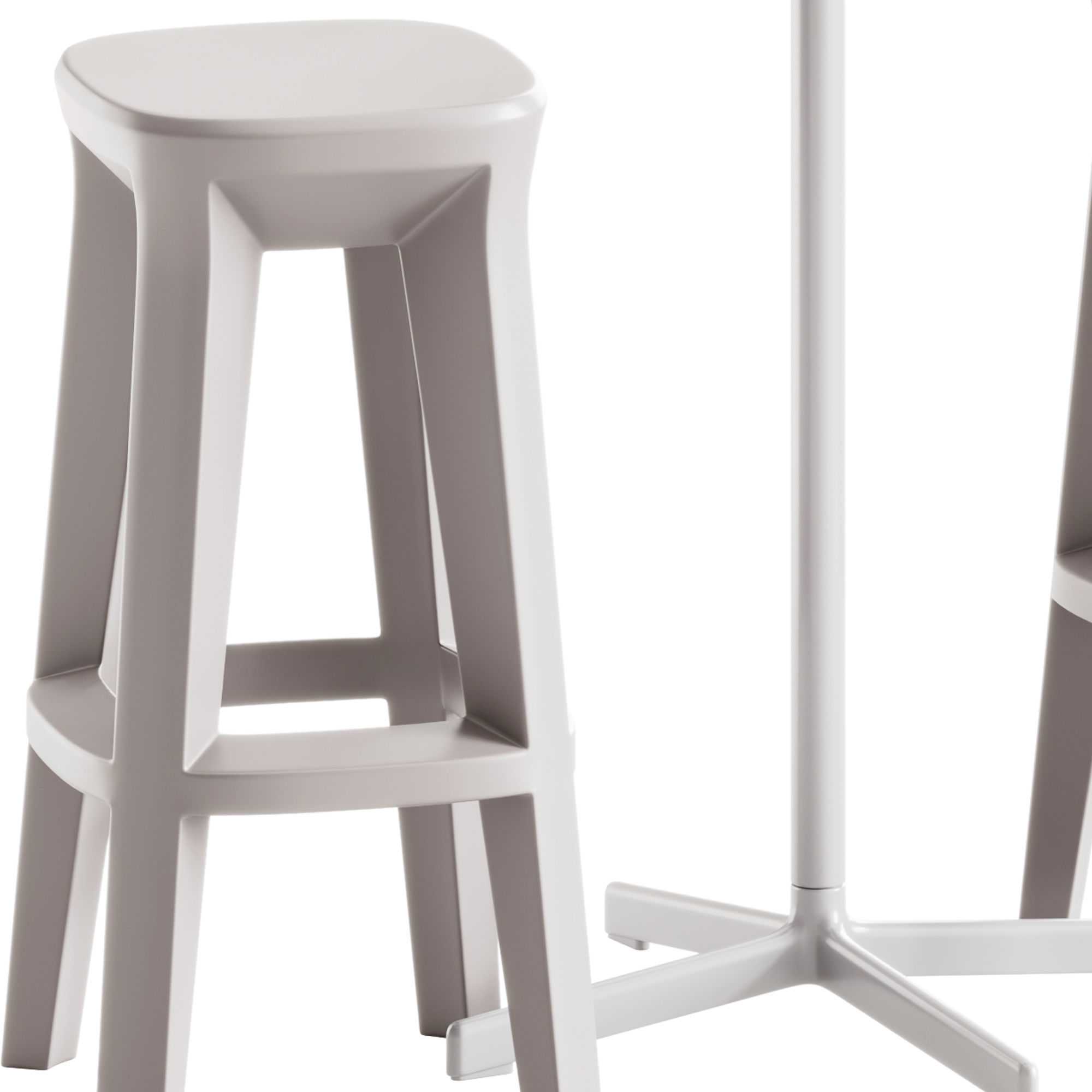 Neu Round Table High by Hay and Frozen Square Stool by Plust 3D model_2