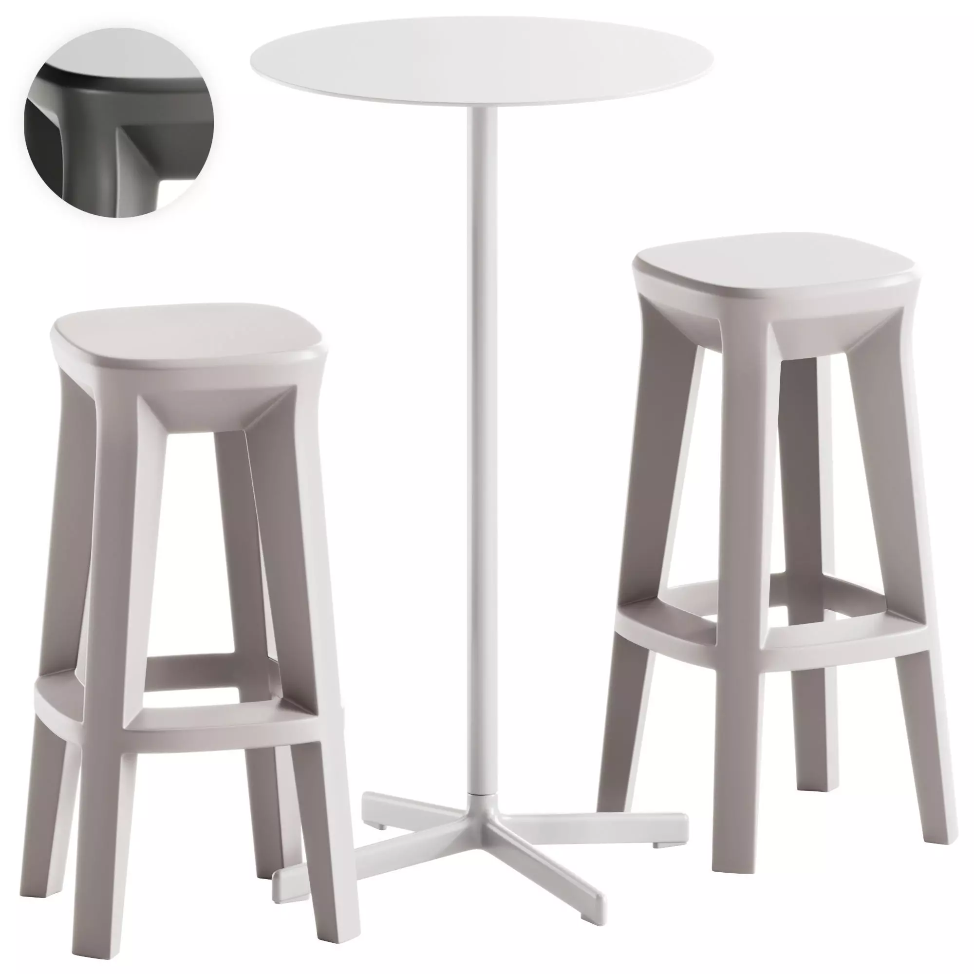 Neu Round Table High by Hay and Frozen Square Stool by Plust 3D model_0
