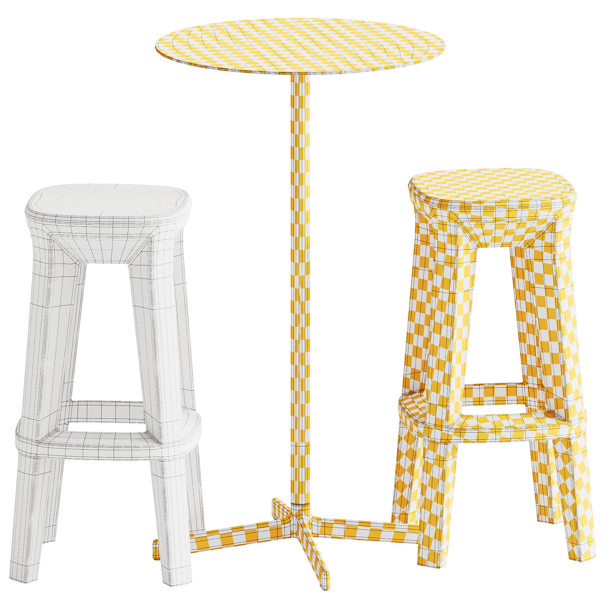 Neu Round Table High by Hay and Frozen Square Stool by Plust 3D model_4