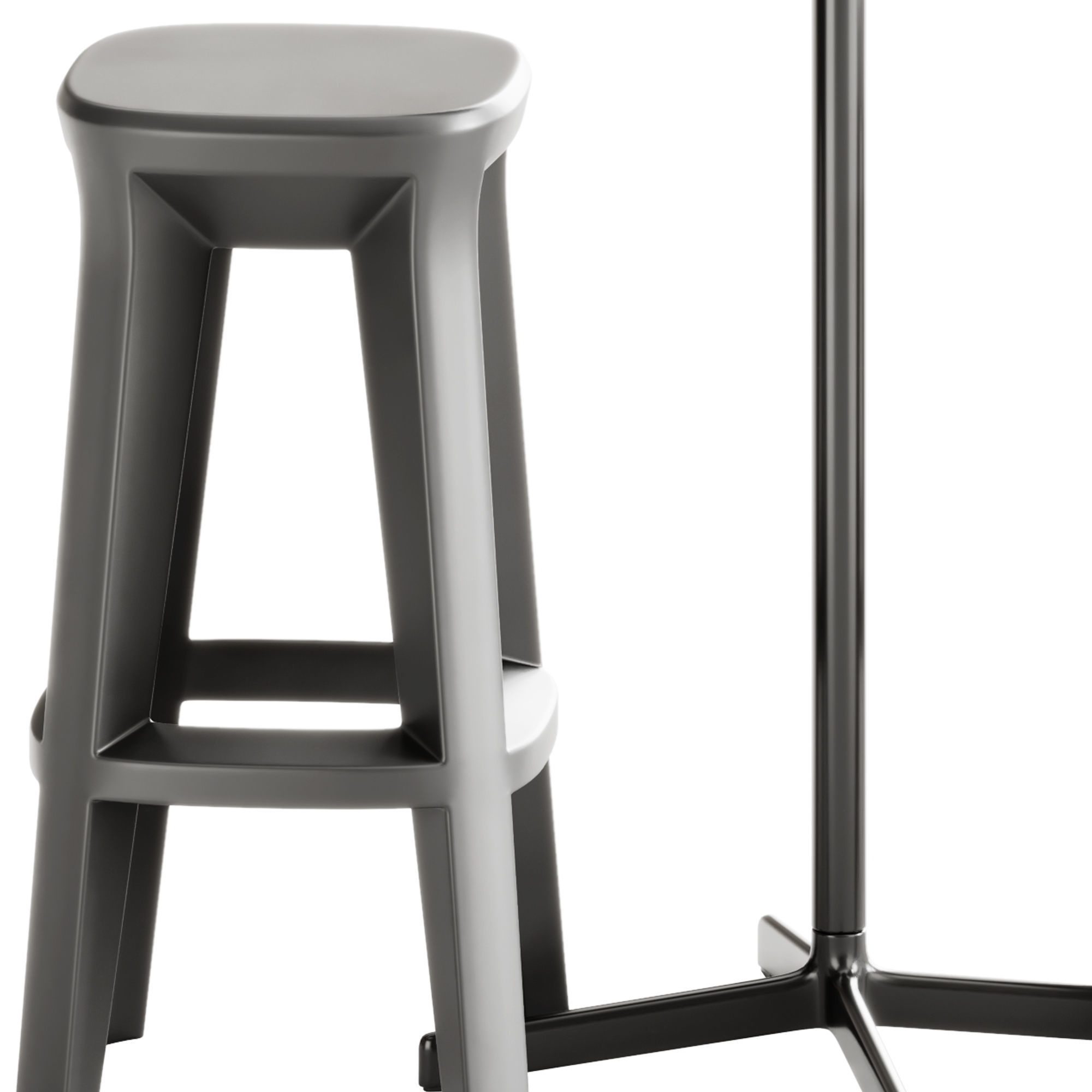 Neu Round Table High by Hay and Frozen Square Stool by Plust 3D model_3