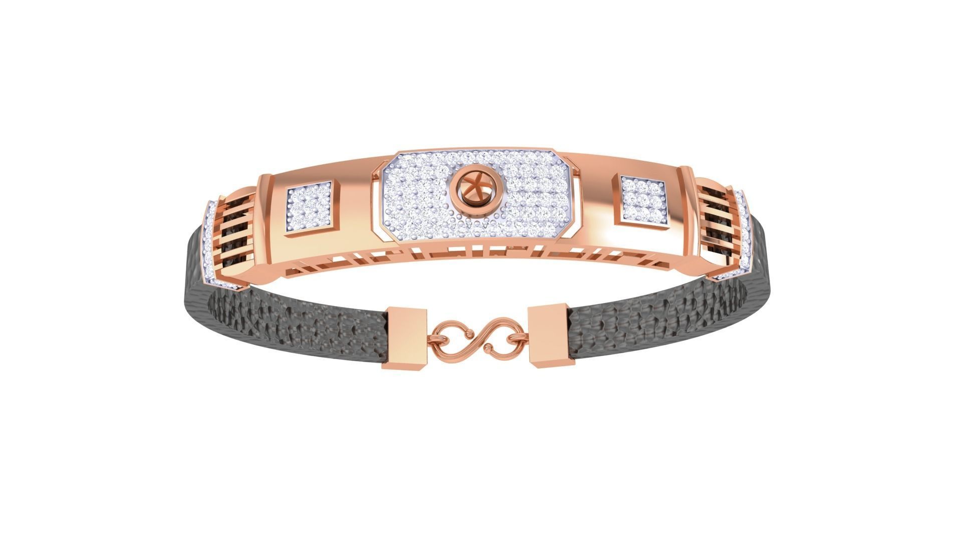 Screw Head Black Belt Unisex Diamond Bracelet 3dm stl obj gltf  3D print model_10