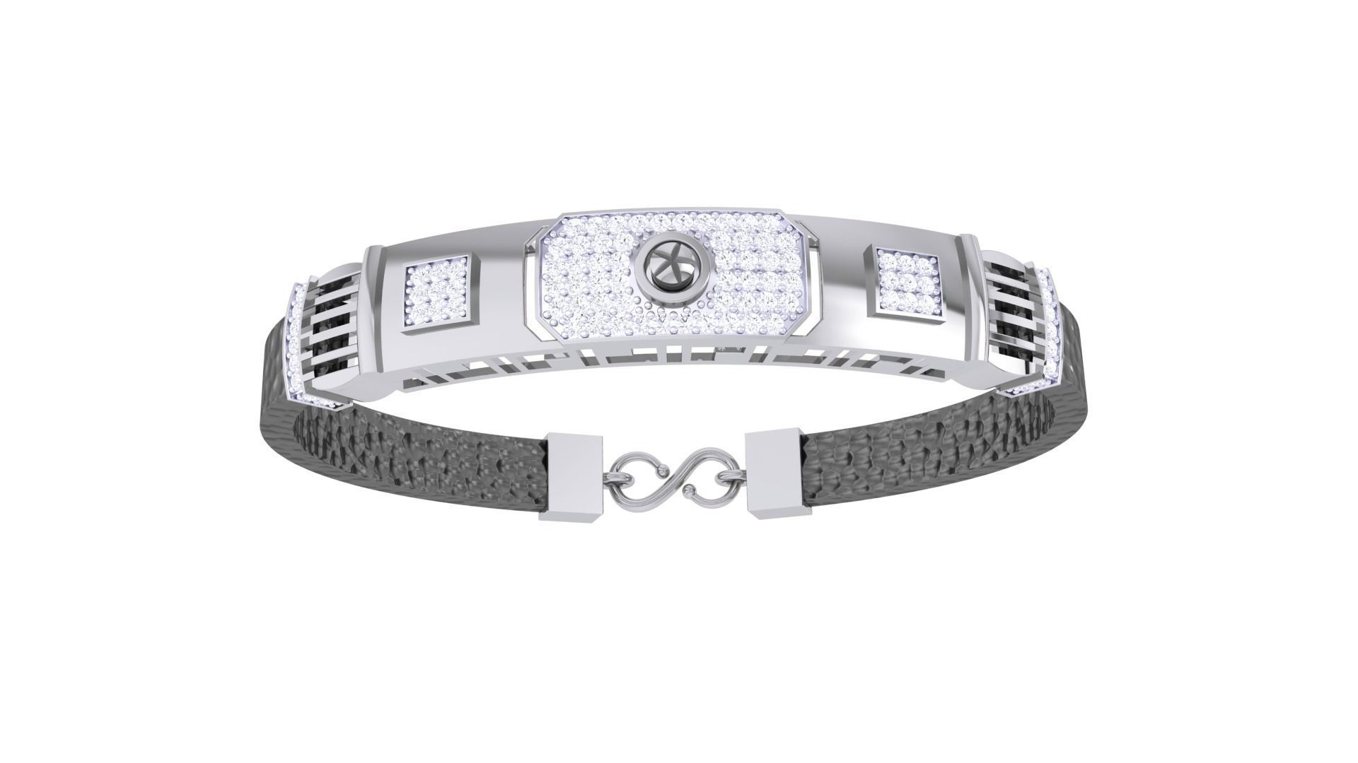 Screw Head Black Belt Unisex Diamond Bracelet 3dm stl obj gltf  3D print model_11