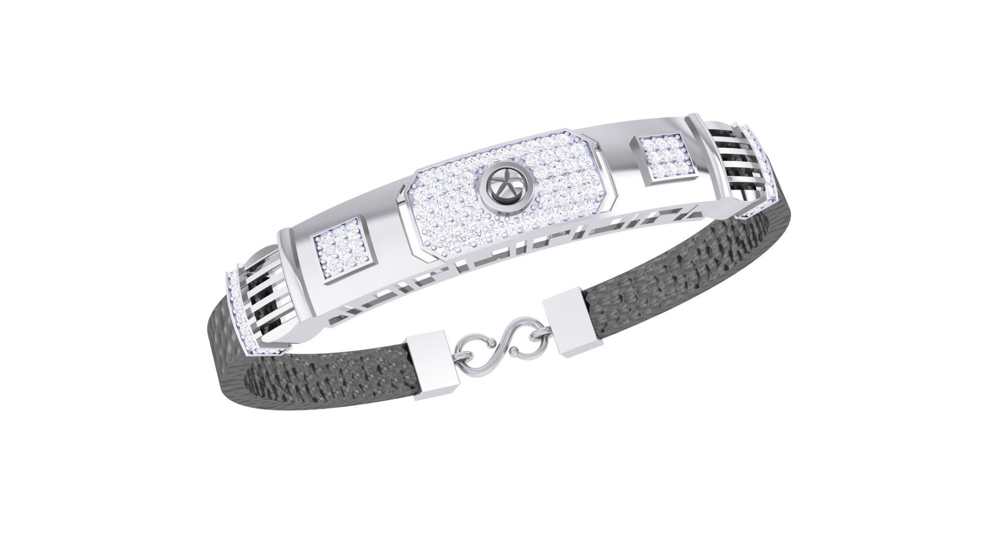 Screw Head Black Belt Unisex Diamond Bracelet 3dm stl obj gltf  3D print model_1