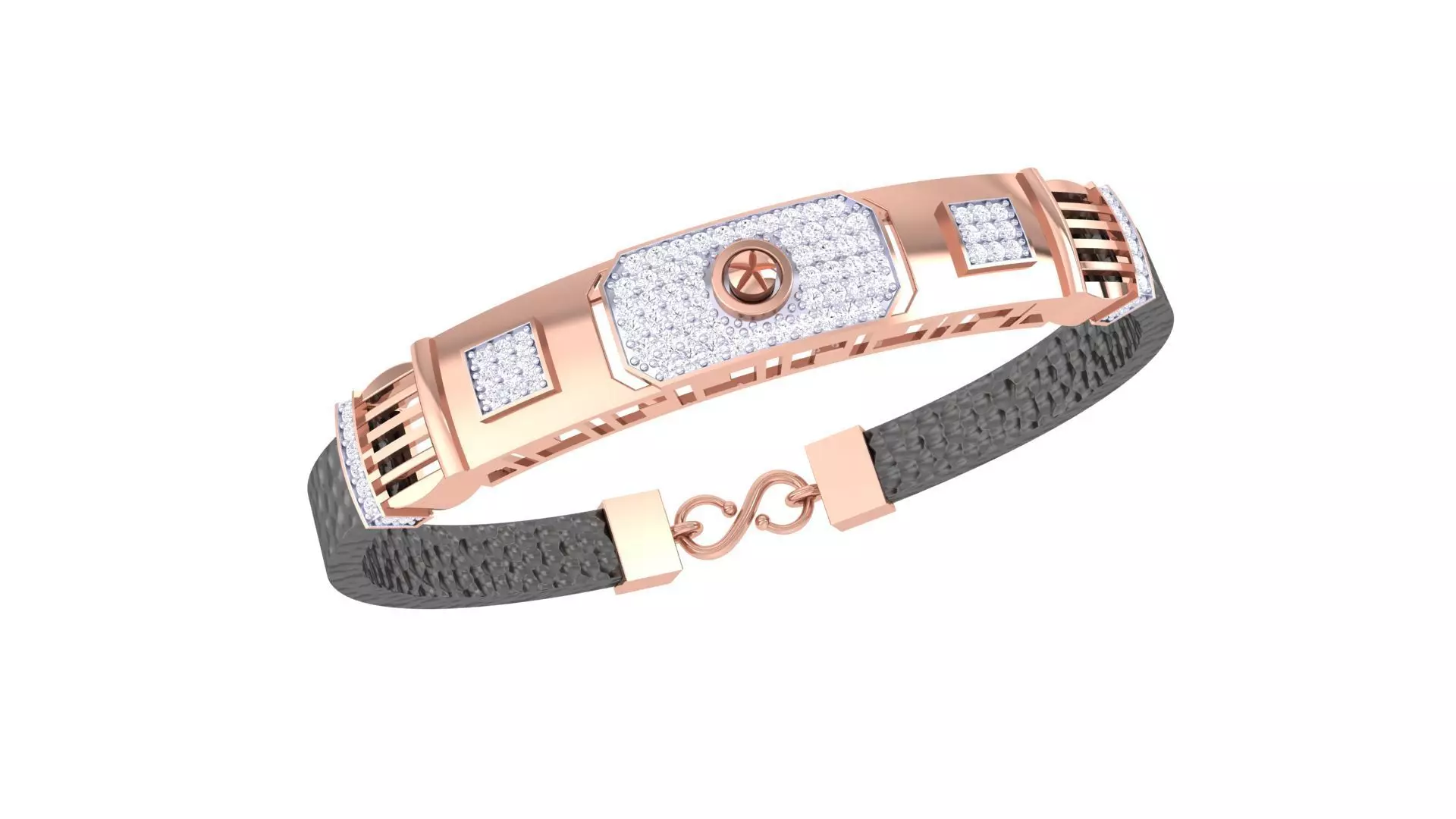 Screw Head Black Belt Unisex Diamond Bracelet 3dm stl obj gltf  3D print model_0