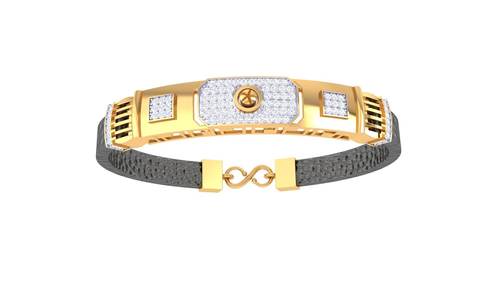 Screw Head Black Belt Unisex Diamond Bracelet 3dm stl obj gltf  3D print model_9