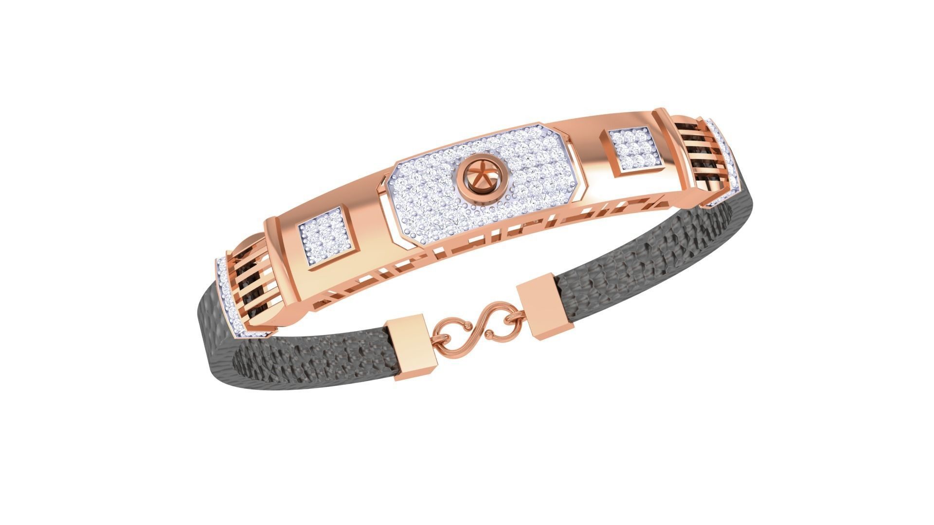 Screw Head Black Belt Unisex Diamond Bracelet 3dm stl obj gltf  3D print model_8