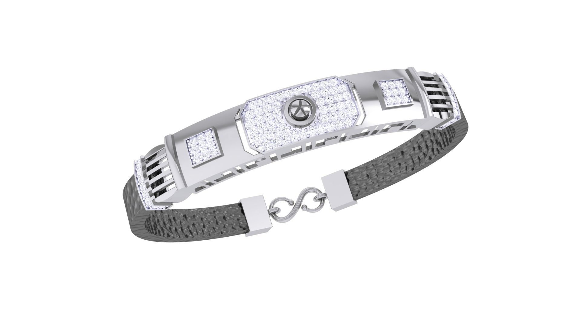 Screw Head Black Belt Unisex Diamond Bracelet 3dm stl obj gltf  3D print model_7