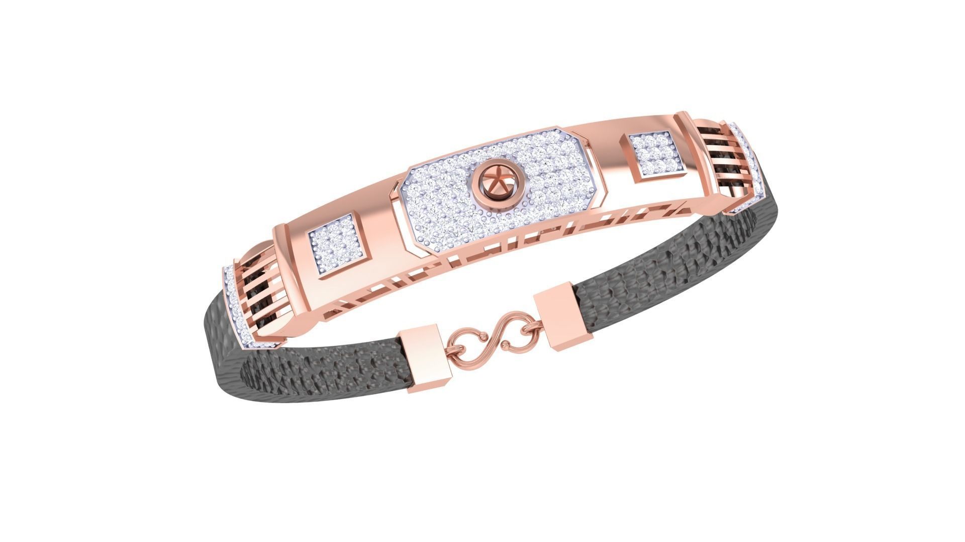 Screw Head Black Belt Unisex Diamond Bracelet 3dm stl obj gltf  3D print model_3