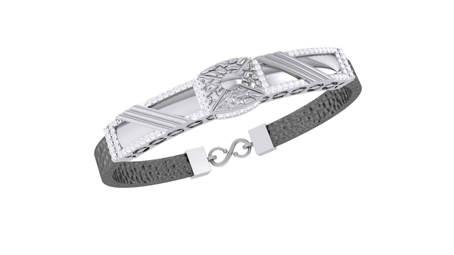 Black Belt Unisex Diamond Bracelet 3dm stl obj gltf glb 3mf 3D print model_7