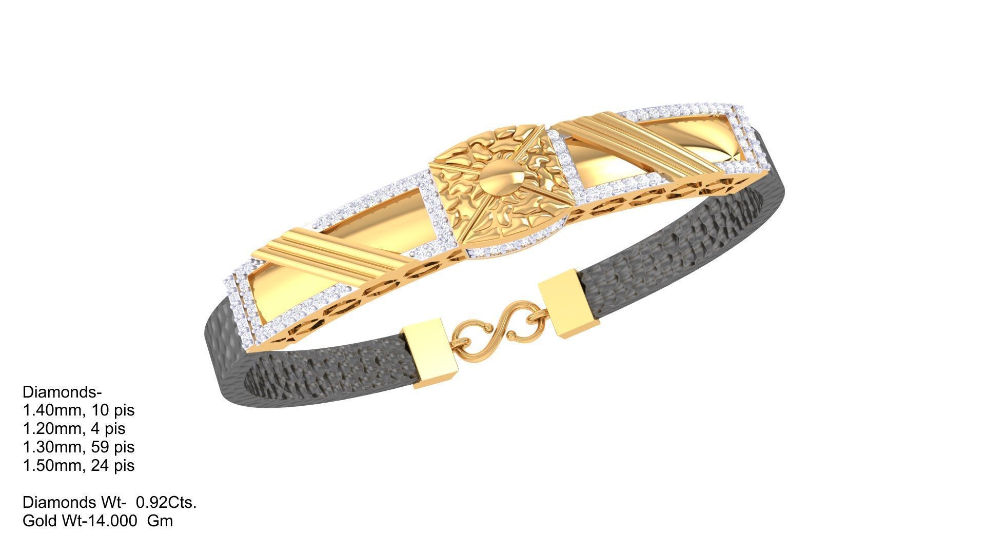 Black Belt Unisex Diamond Bracelet 3dm stl obj gltf glb 3mf 3D print model_4