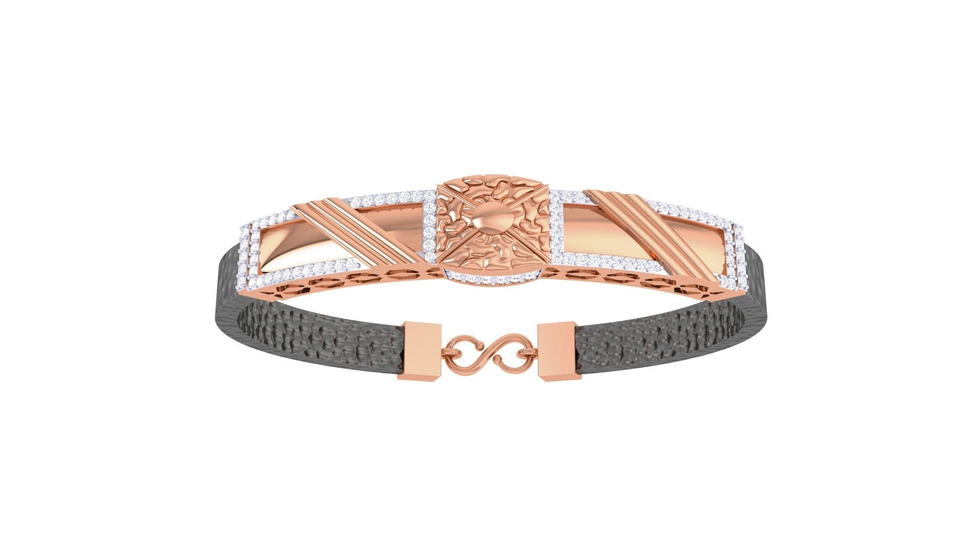 Black Belt Unisex Diamond Bracelet 3dm stl obj gltf glb 3mf 3D print model_10