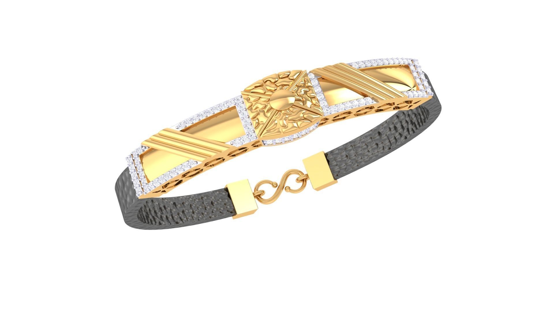 Black Belt Unisex Diamond Bracelet 3dm stl obj gltf glb 3mf 3D print model_2