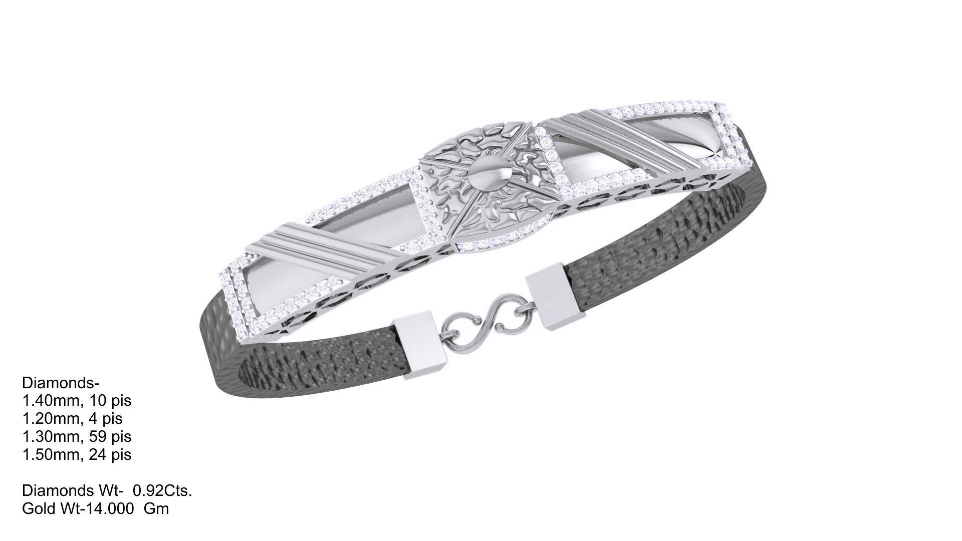 Black Belt Unisex Diamond Bracelet 3dm stl obj gltf glb 3mf 3D print model_5