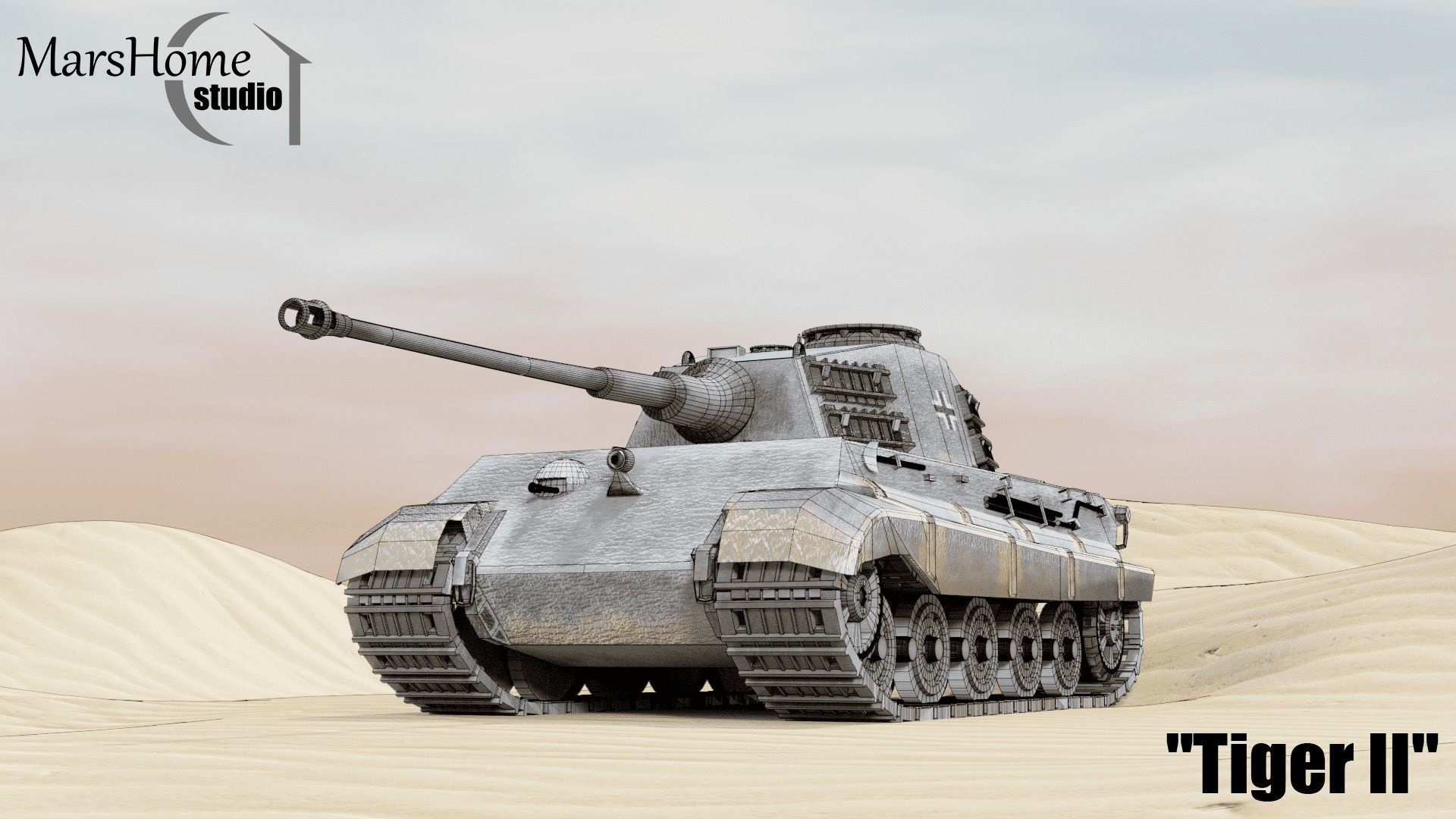 Tank - Tiger II Low-poly 3D model_1