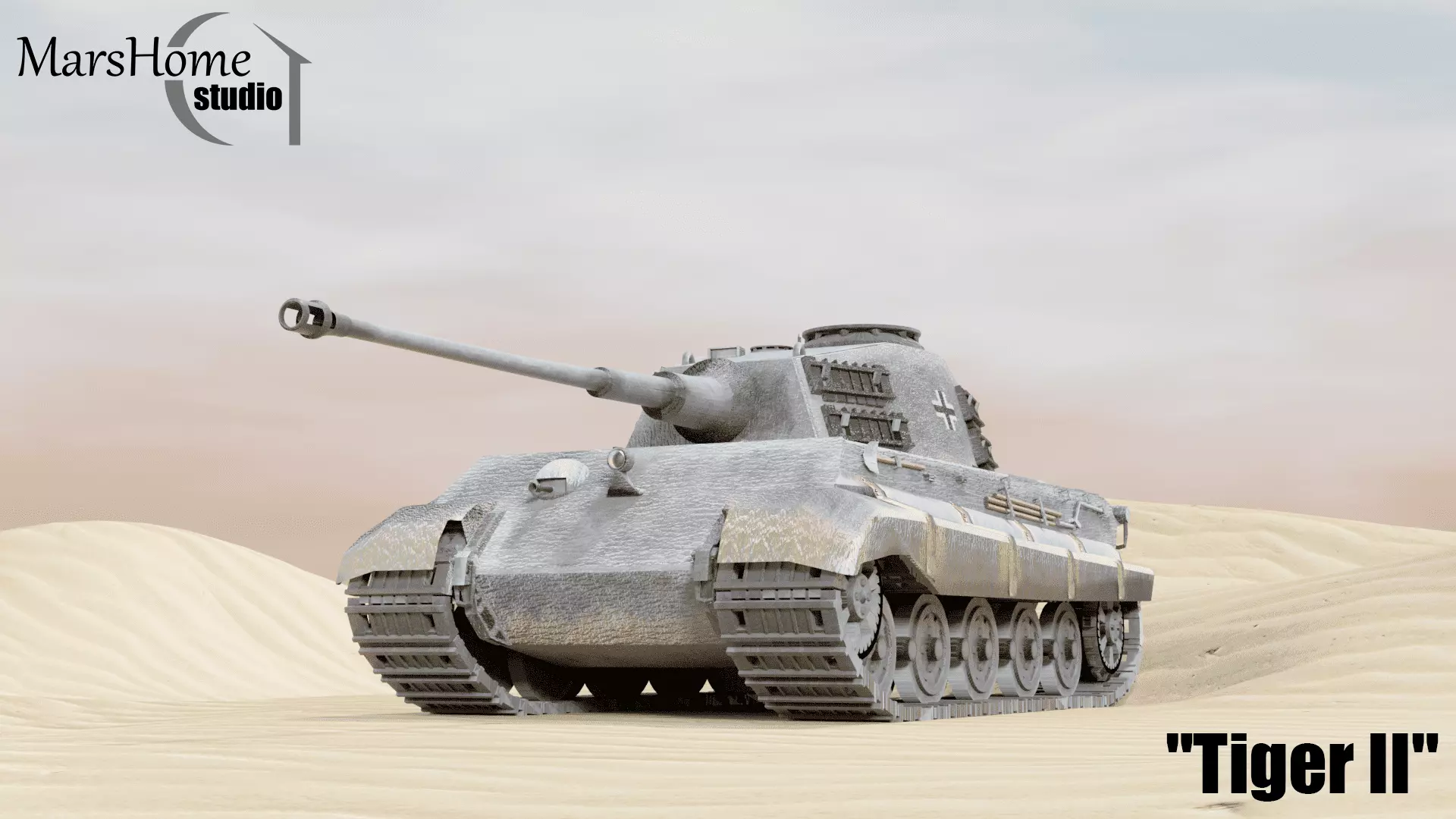 Tank - Tiger II Low-poly 3D model_0