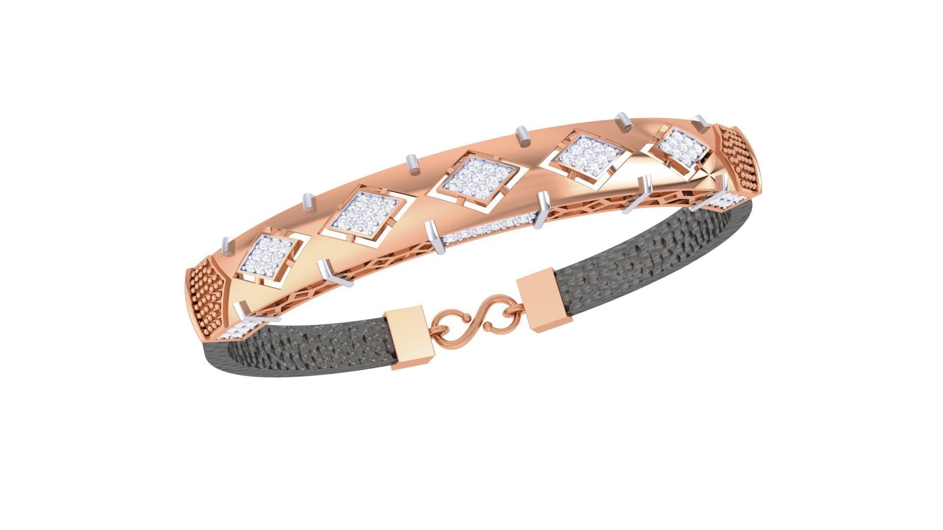 Black Belt Unisex Diamond Bracelet 3dm stl obj gltf glb 3mf 3D print model_8