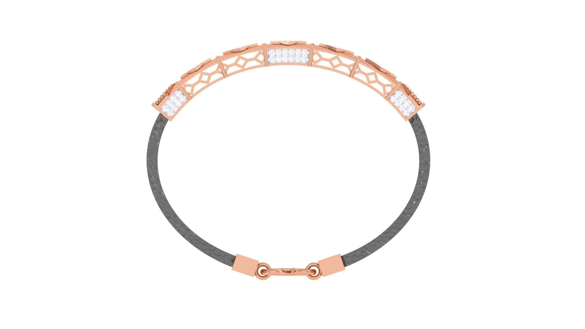 Black Belt Unisex Diamond Bracelet 3dm stl obj gltf glb 3mf 3D print model_14