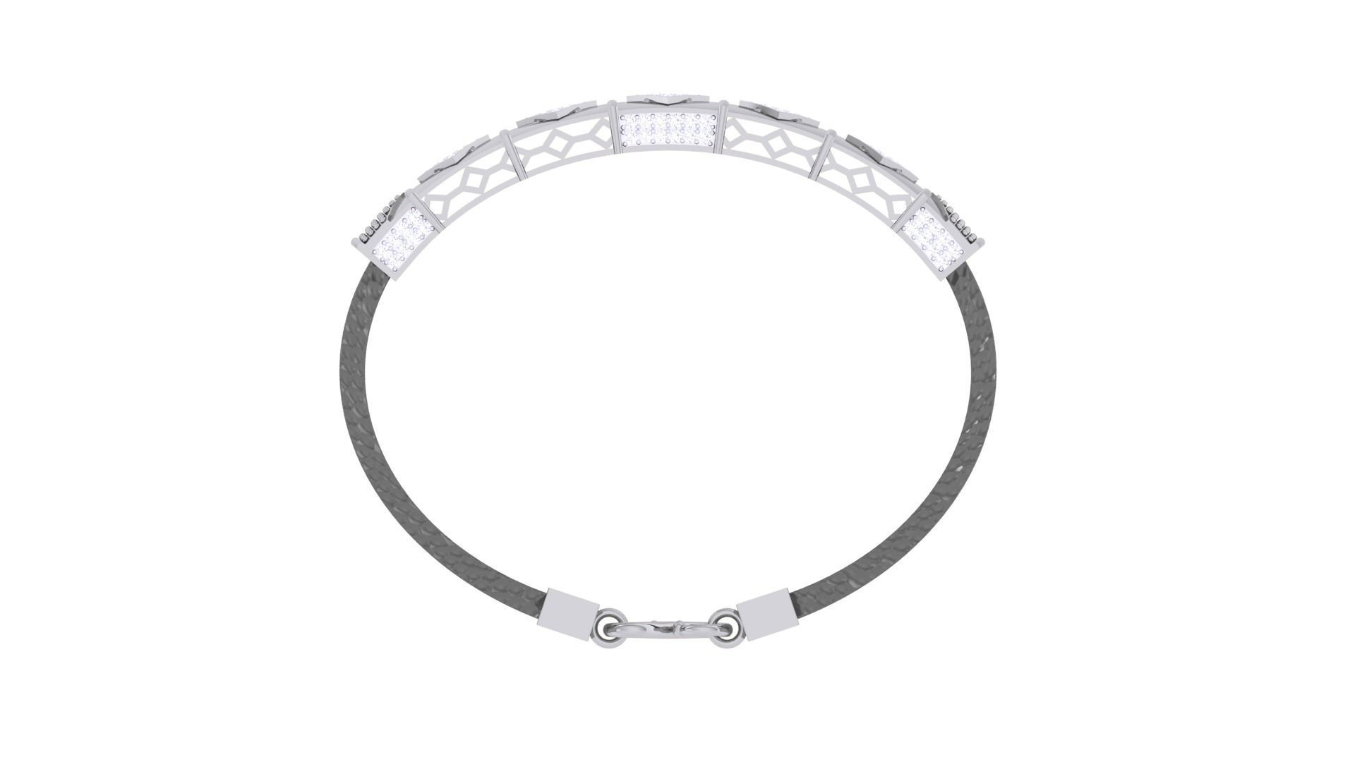 Black Belt Unisex Diamond Bracelet 3dm stl obj gltf glb 3mf 3D print model_12