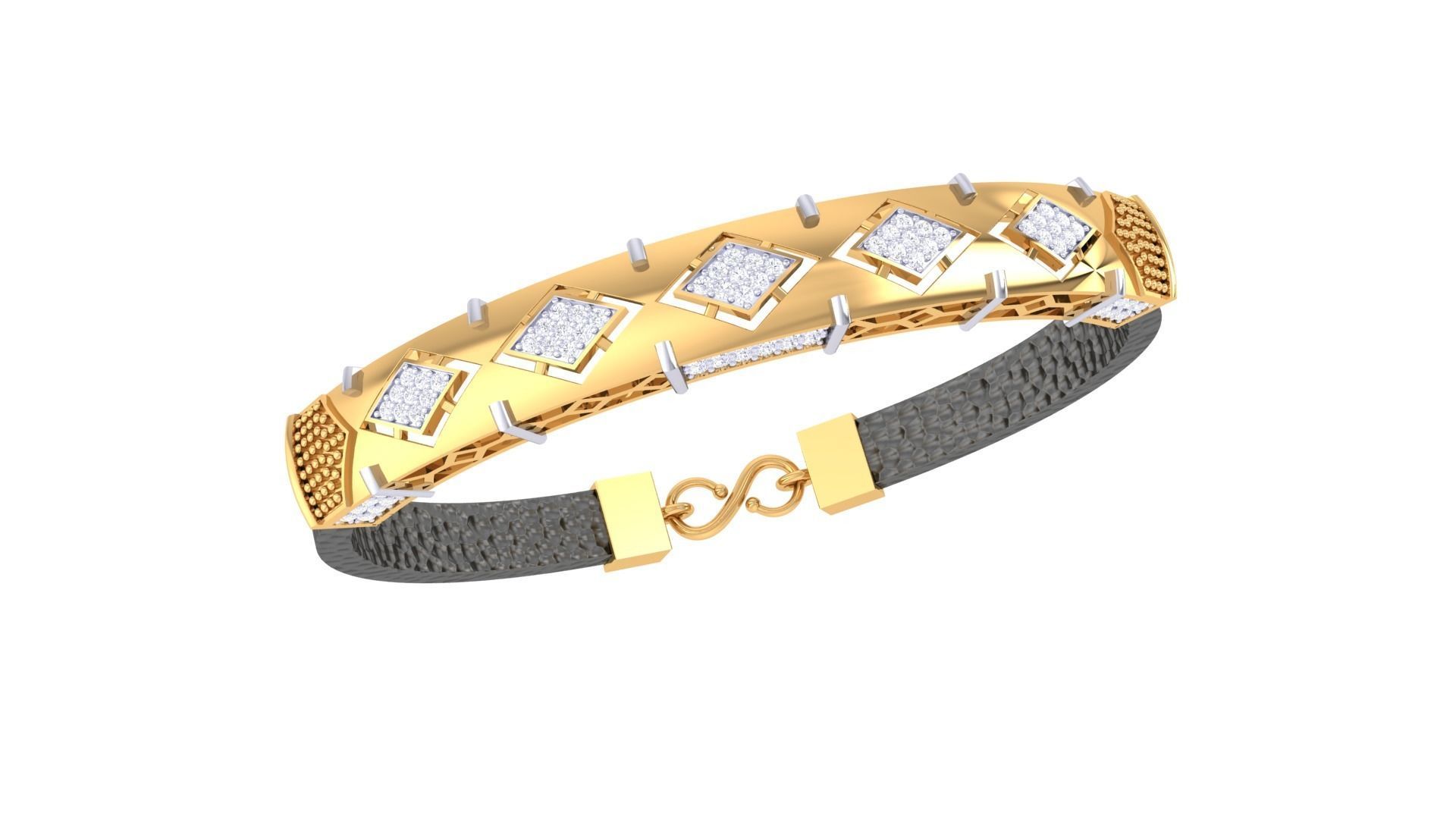 Black Belt Unisex Diamond Bracelet 3dm stl obj gltf glb 3mf 3D print model_2