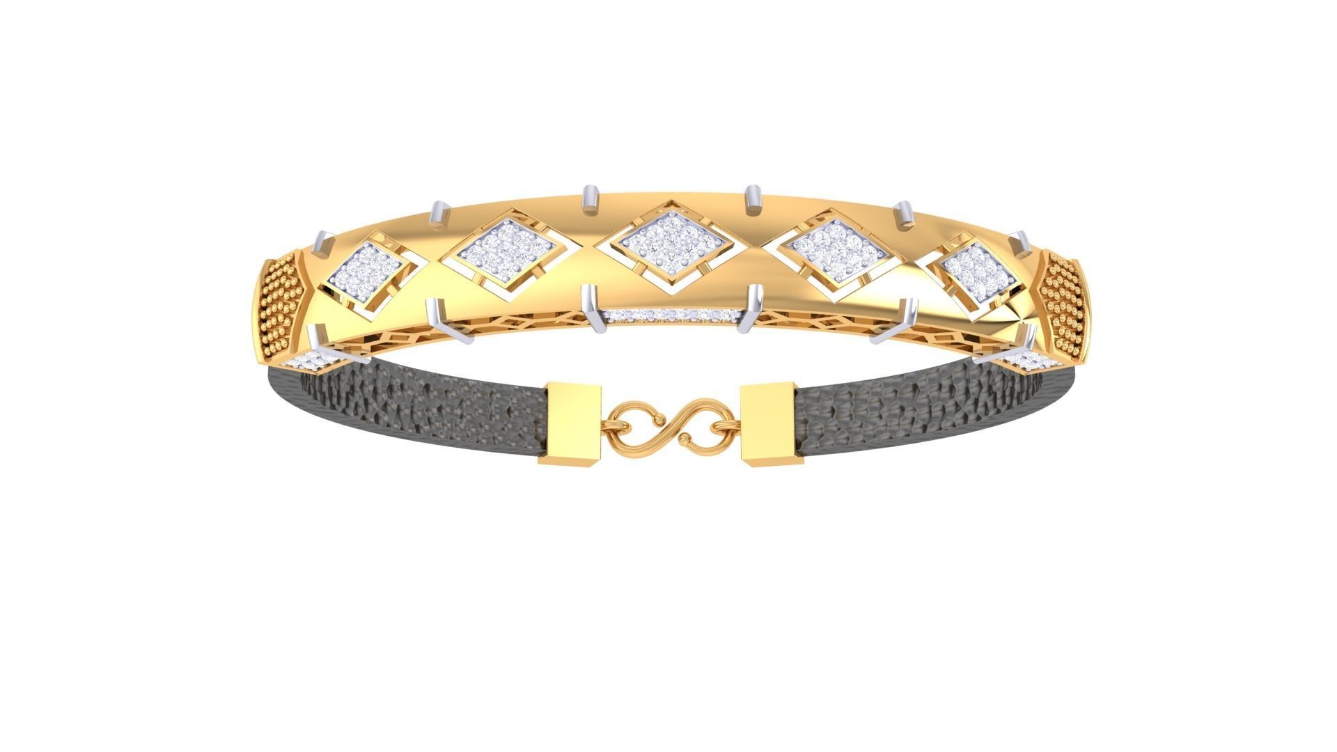 Black Belt Unisex Diamond Bracelet 3dm stl obj gltf glb 3mf 3D print model_9