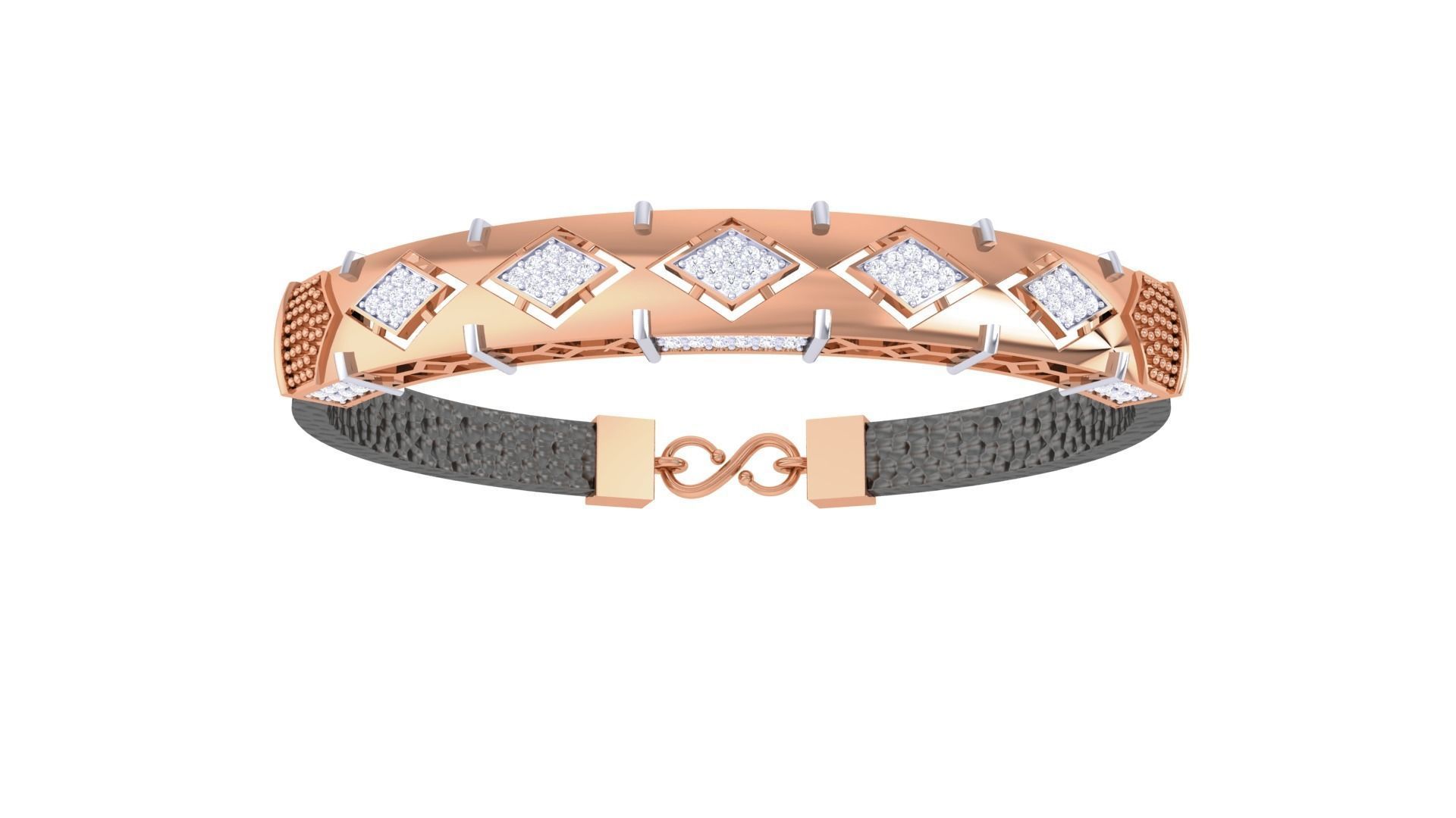 Black Belt Unisex Diamond Bracelet 3dm stl obj gltf glb 3mf 3D print model_10