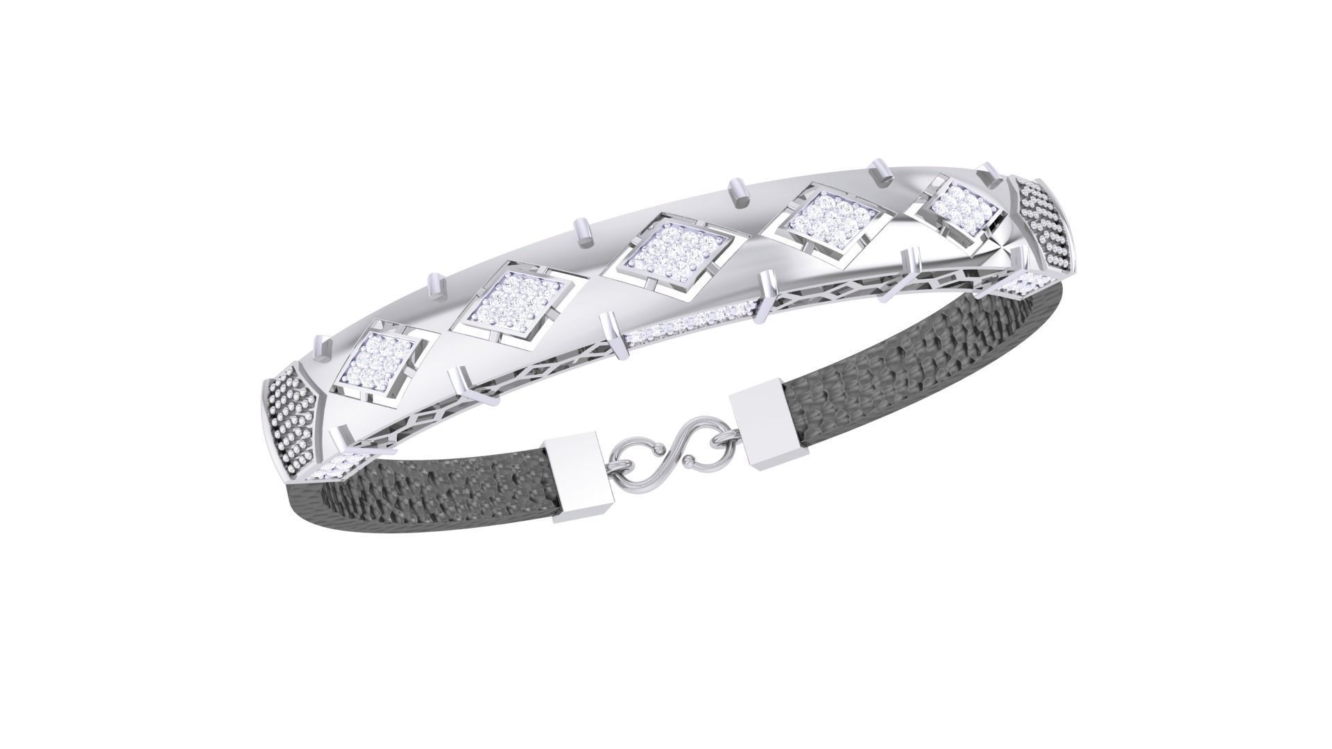 Black Belt Unisex Diamond Bracelet 3dm stl obj gltf glb 3mf 3D print model_1