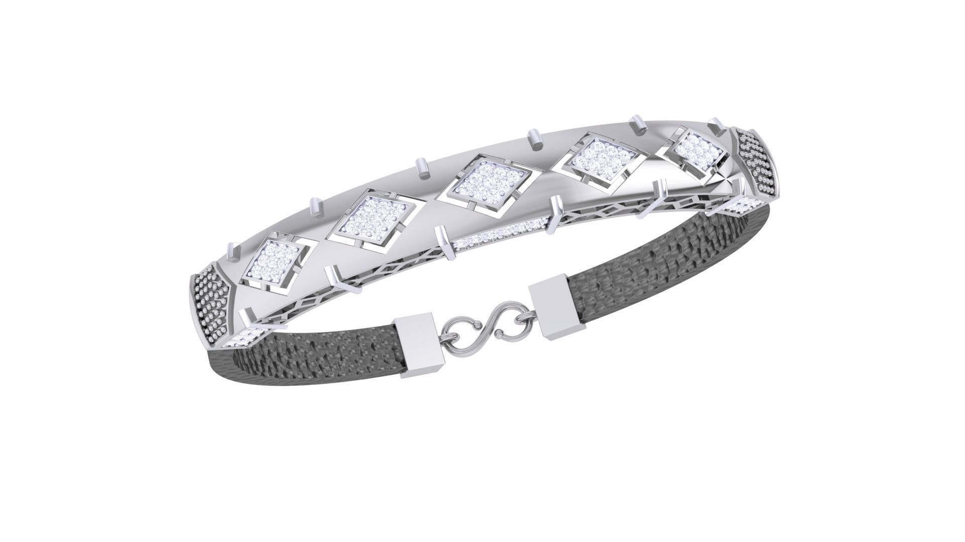 Black Belt Unisex Diamond Bracelet 3dm stl obj gltf glb 3mf 3D print model_7