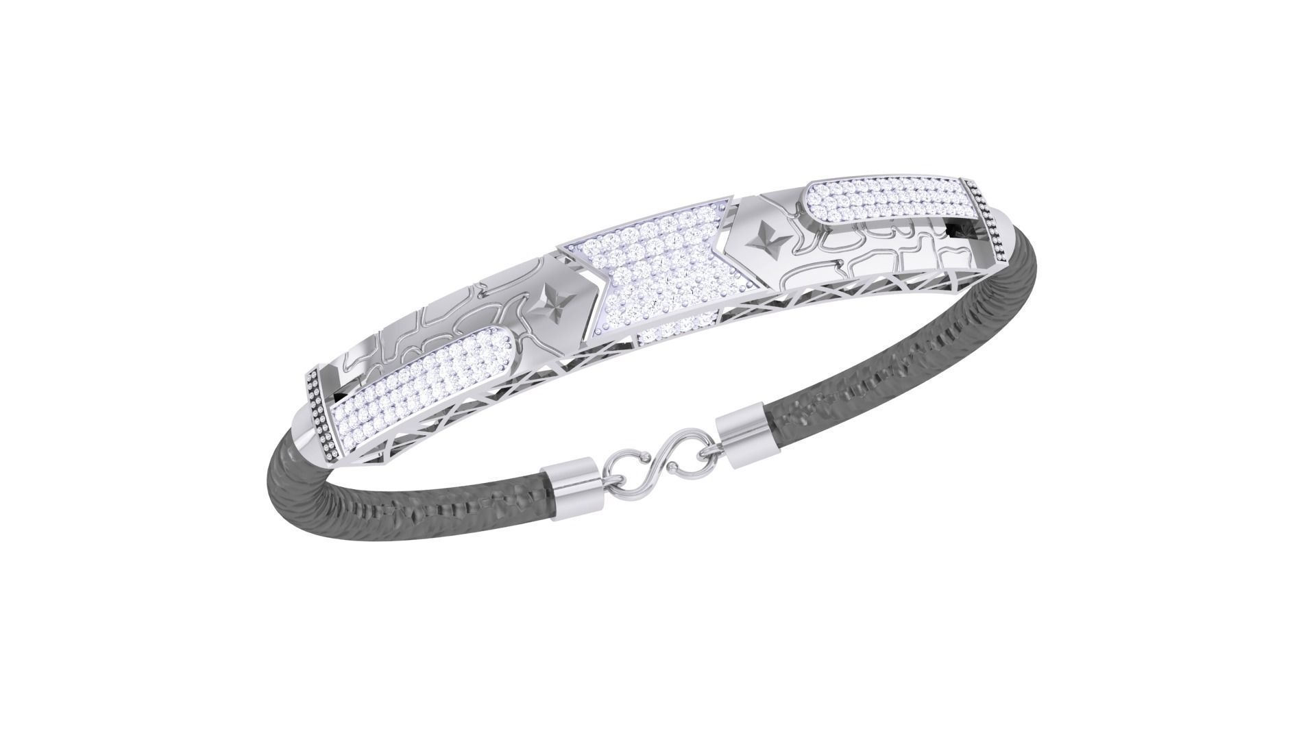 Star Black Belt Unisex Diamond Bracelet 3dm stl obj gltf glb 3mf 3D print model_1