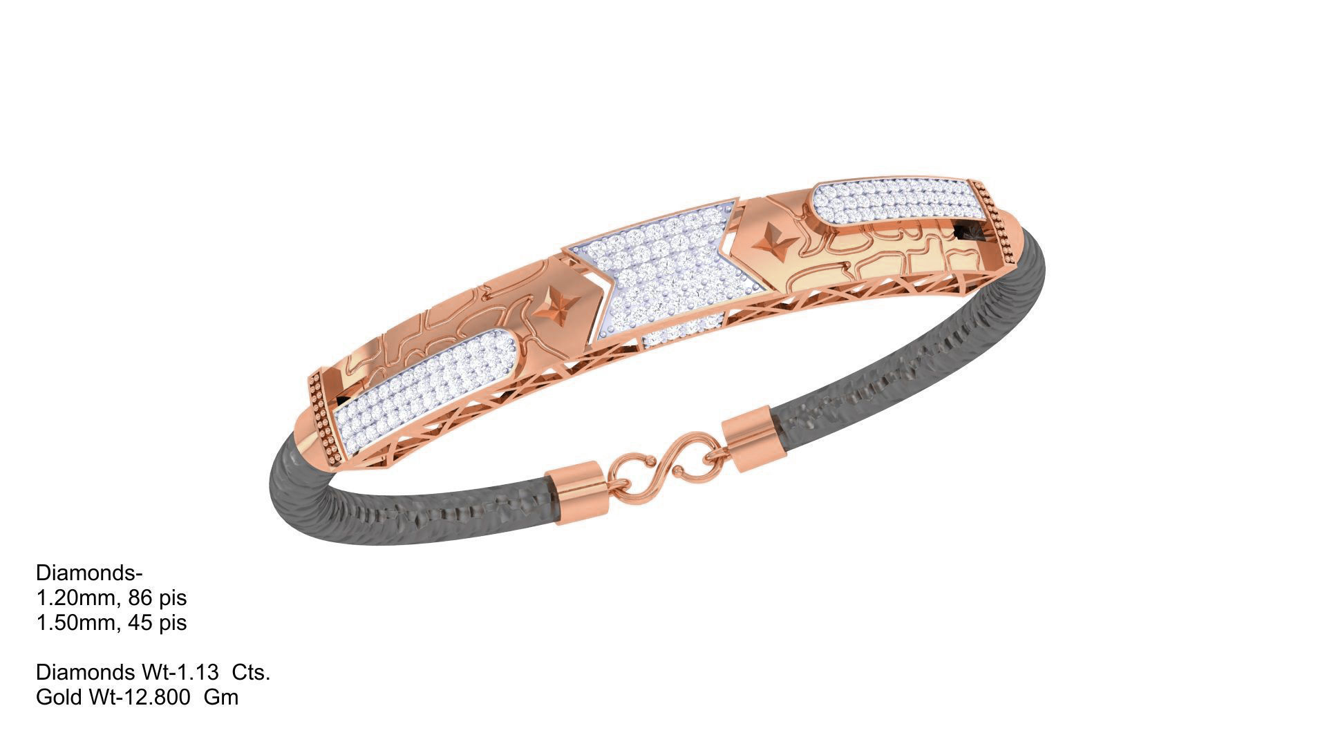 Star Black Belt Unisex Diamond Bracelet 3dm stl obj gltf glb 3mf 3D print model_5