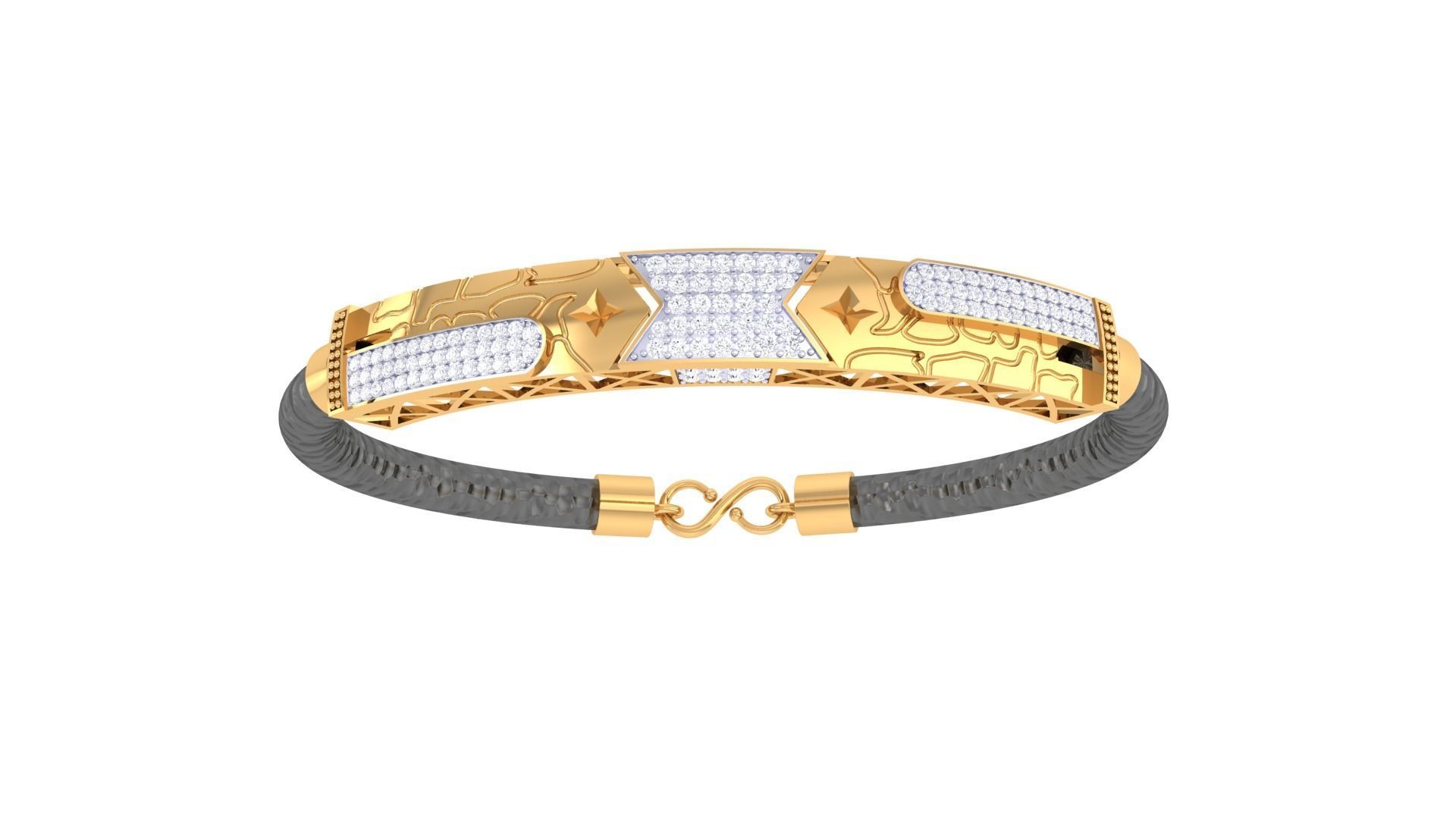 Star Black Belt Unisex Diamond Bracelet 3dm stl obj gltf glb 3mf 3D print model_9