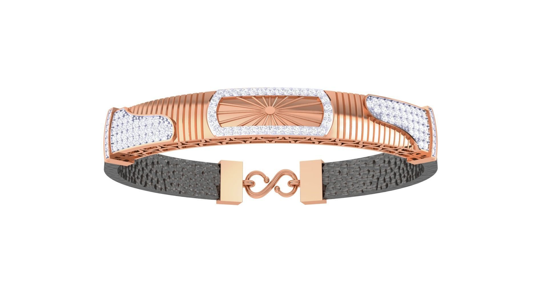 Sun Rays Black Belt Unisex Diamond Bracelet 3dm stl obj gltf  3D print model_9