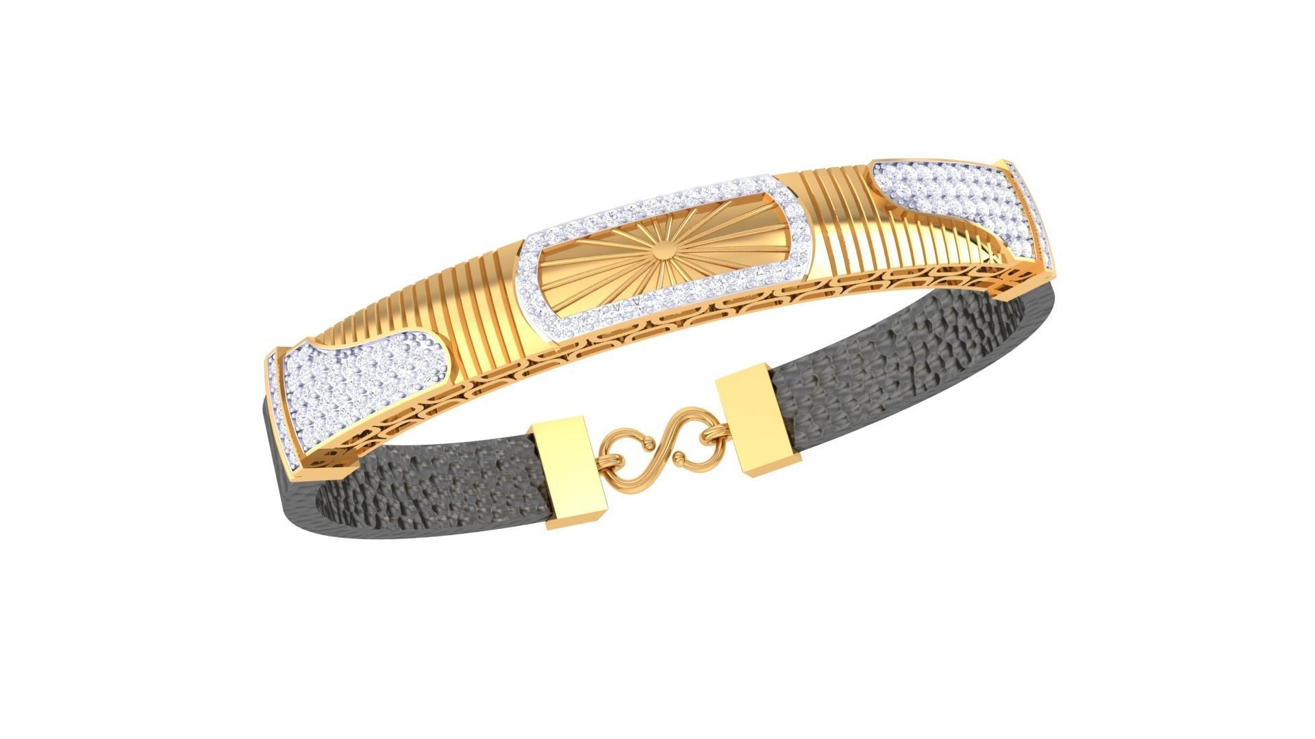 Sun Rays Black Belt Unisex Diamond Bracelet 3dm stl obj gltf  3D print model_2