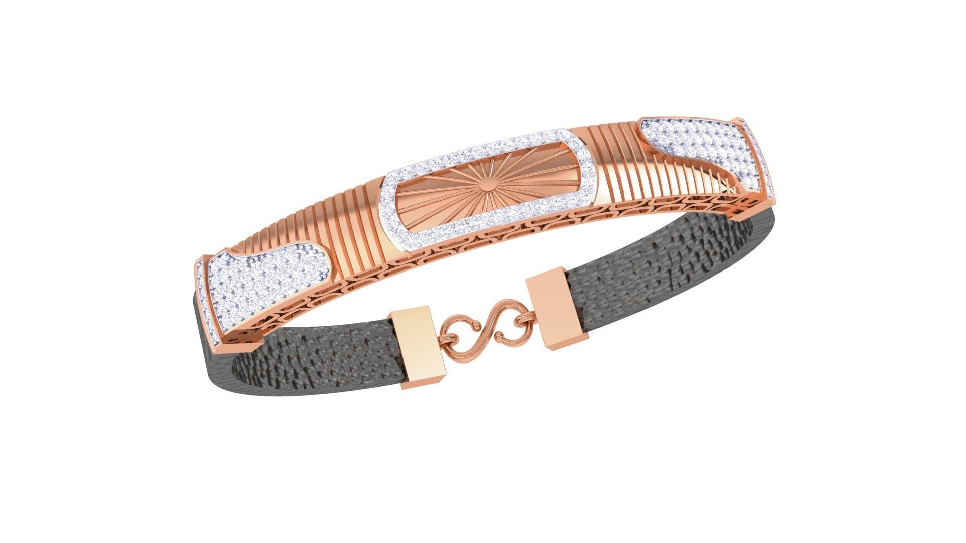 Sun Rays Black Belt Unisex Diamond Bracelet 3dm stl obj gltf  3D print model_7