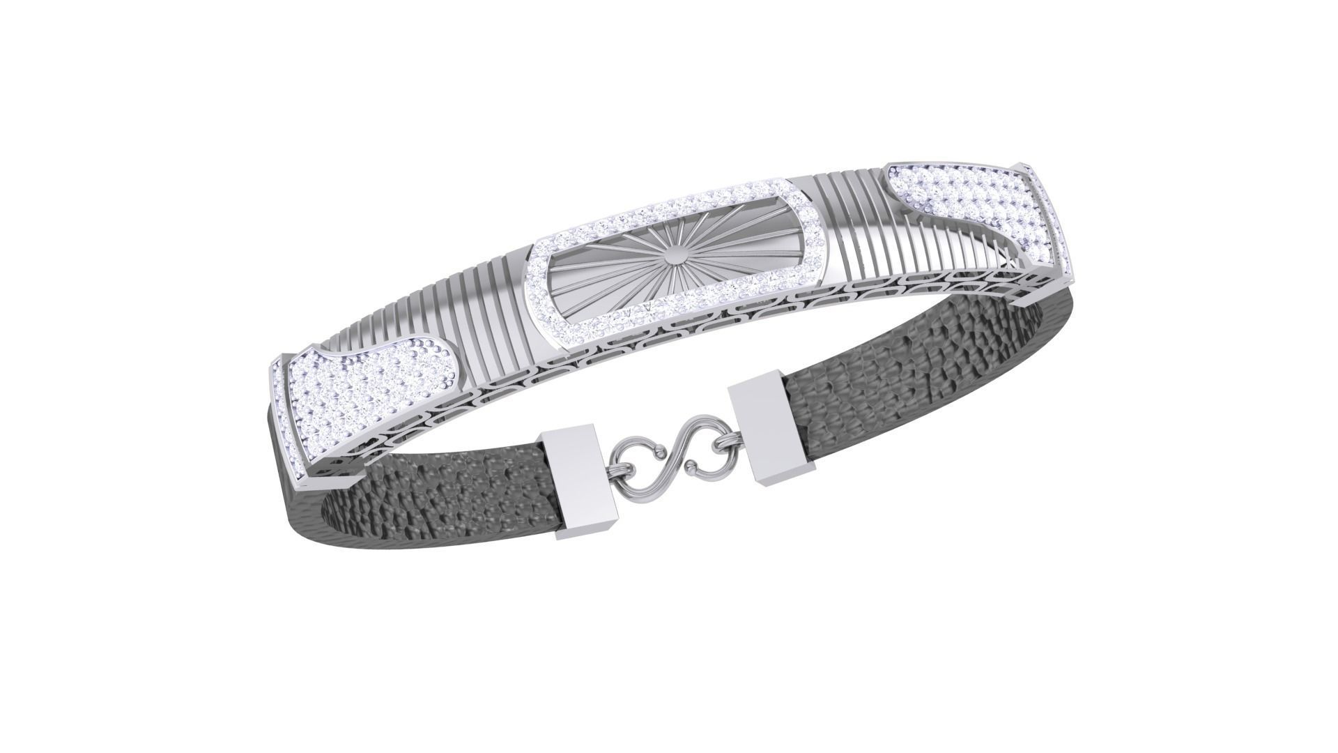 Sun Rays Black Belt Unisex Diamond Bracelet 3dm stl obj gltf  3D print model_8