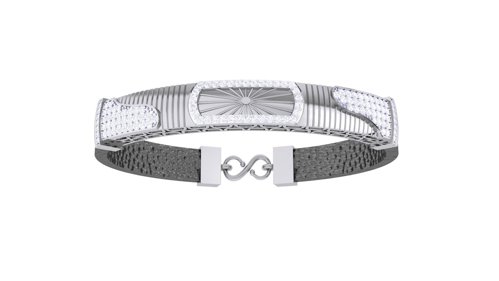 Sun Rays Black Belt Unisex Diamond Bracelet 3dm stl obj gltf  3D print model_10