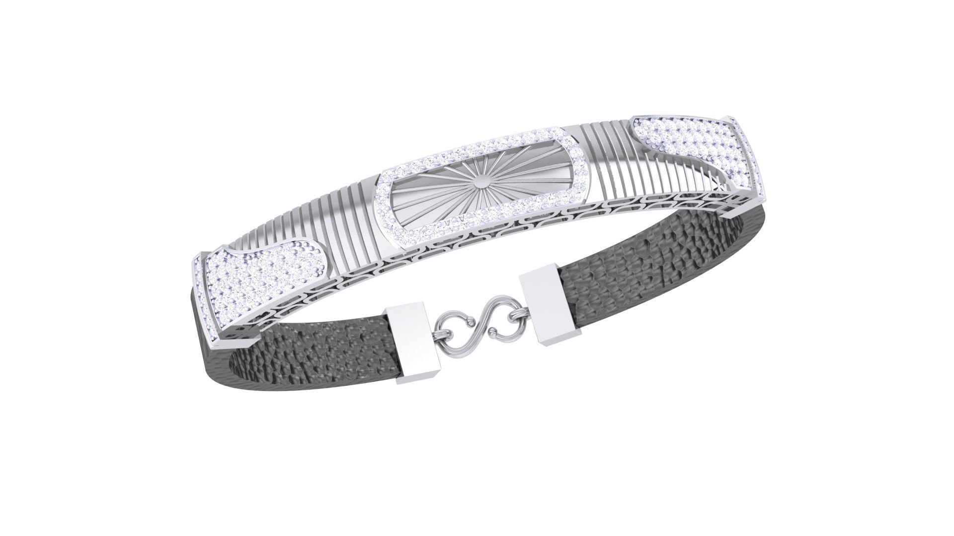 Sun Rays Black Belt Unisex Diamond Bracelet 3dm stl obj gltf  3D print model_1