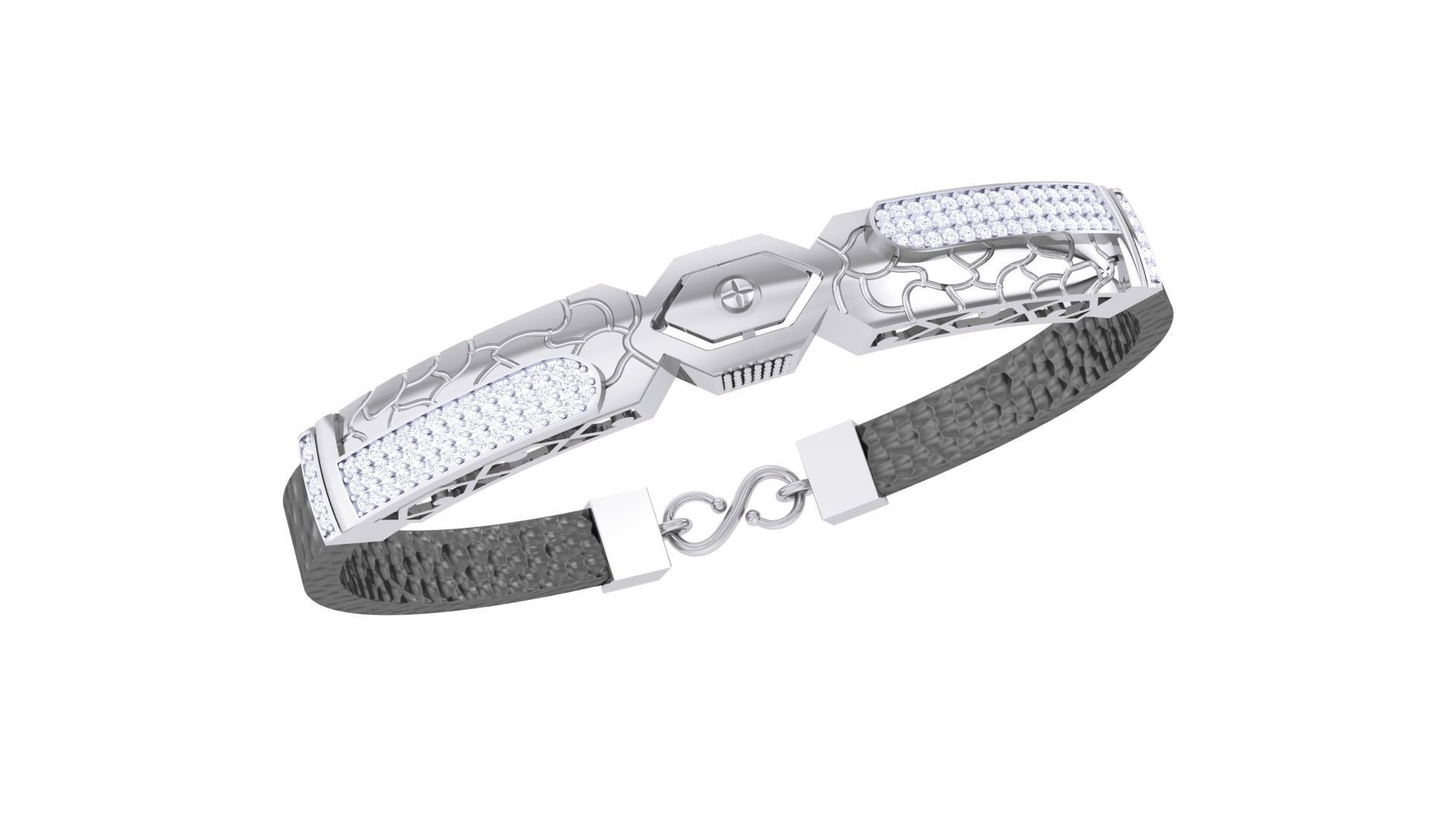 Screw Head Black Belt Unisex Diamond Bracelet 3dm stl obj gltf 3D print model_1